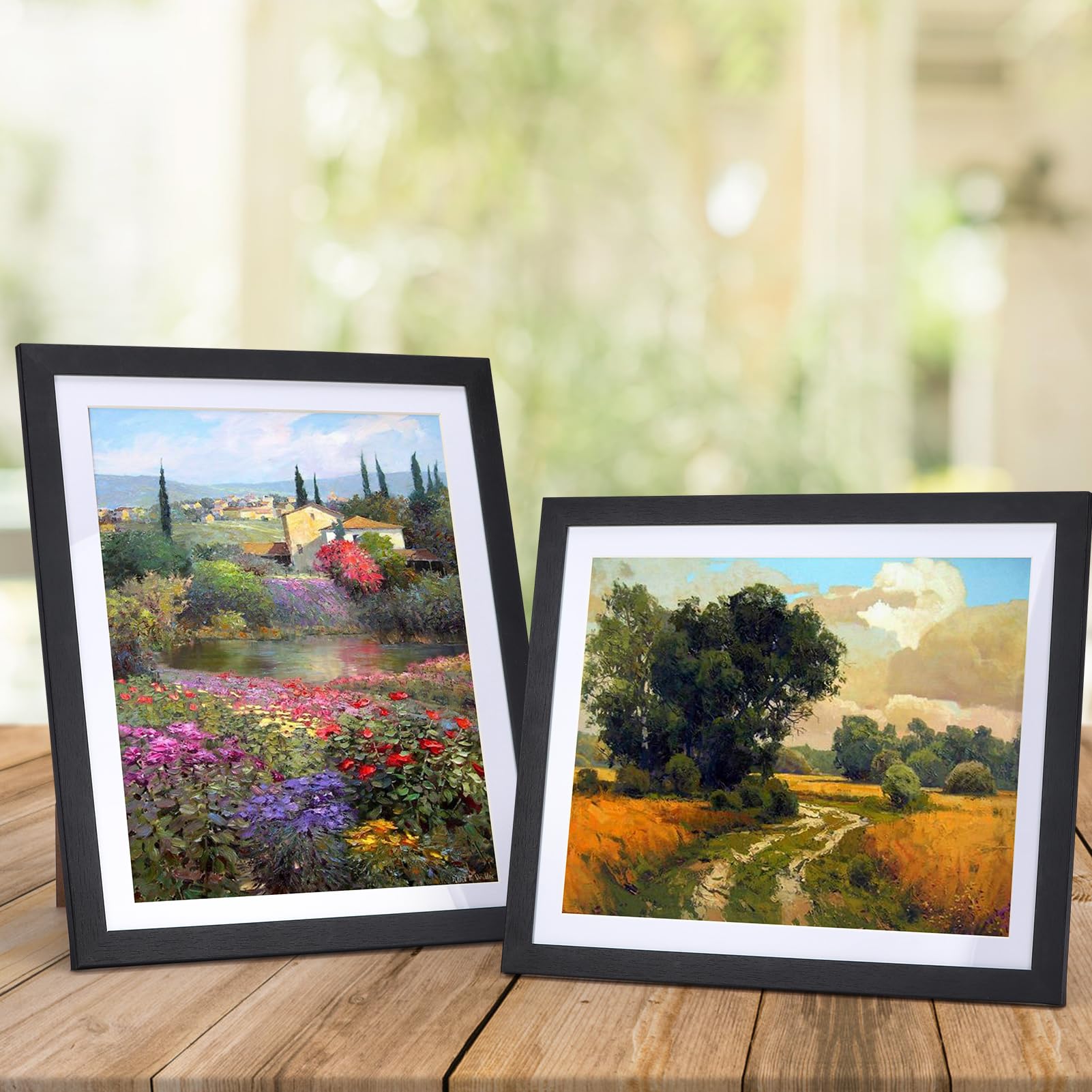 Lyeasw 8x10 Picture Frame Black Set of 15, Display Pictures 8x10 with Mat or 9x11 without Mat, Multi Photo Frames for Wall or Ta