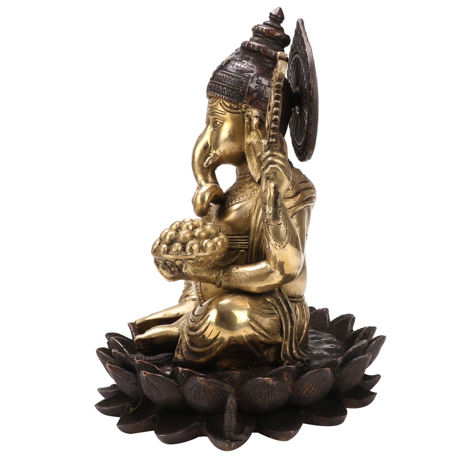 Svarup Brass Mangalkari Ganesha Sitting On Lotus Bhagwan Idol Ganesh Statue Ganpati Murti For Home Entrance Decor Diwali Gift He