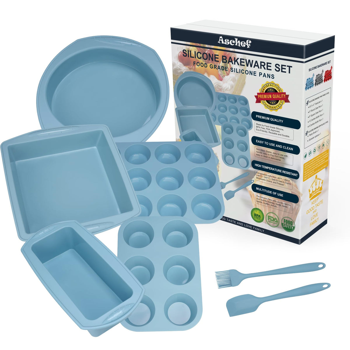 Economical 7In1 Nonstick Silicone Baking Cake Pan Cookie Sheet Molds Tray, Heat Resistant Bakeware Tools For Muffin Loaf Bread P