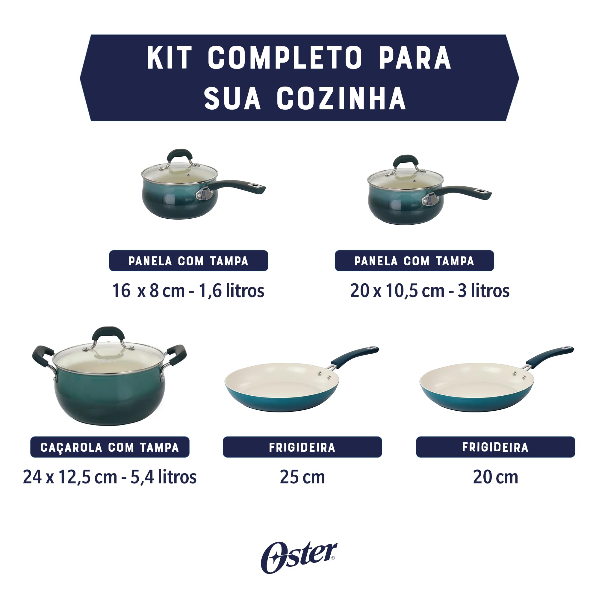 Oster Corbett Forged Aluminum Cookware Set with Ceramic Non-Stick-Induction Base-Soft Touch Bakelite Handle and Tempered Glass L