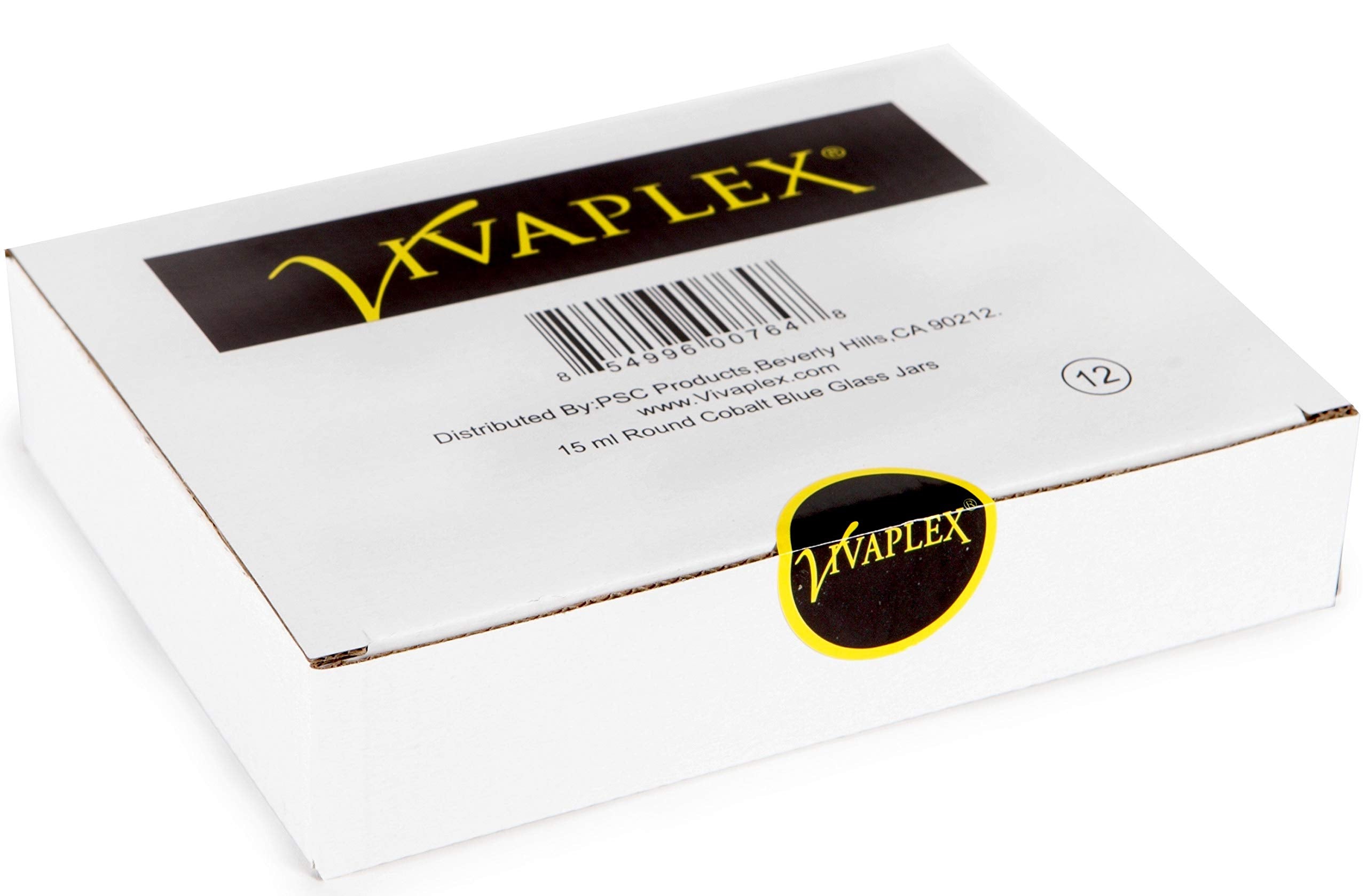 Vivaplex, 12, Cobalt Blue, 15 Ml, Round Glass Jars, With Inner Liners And Black Lids