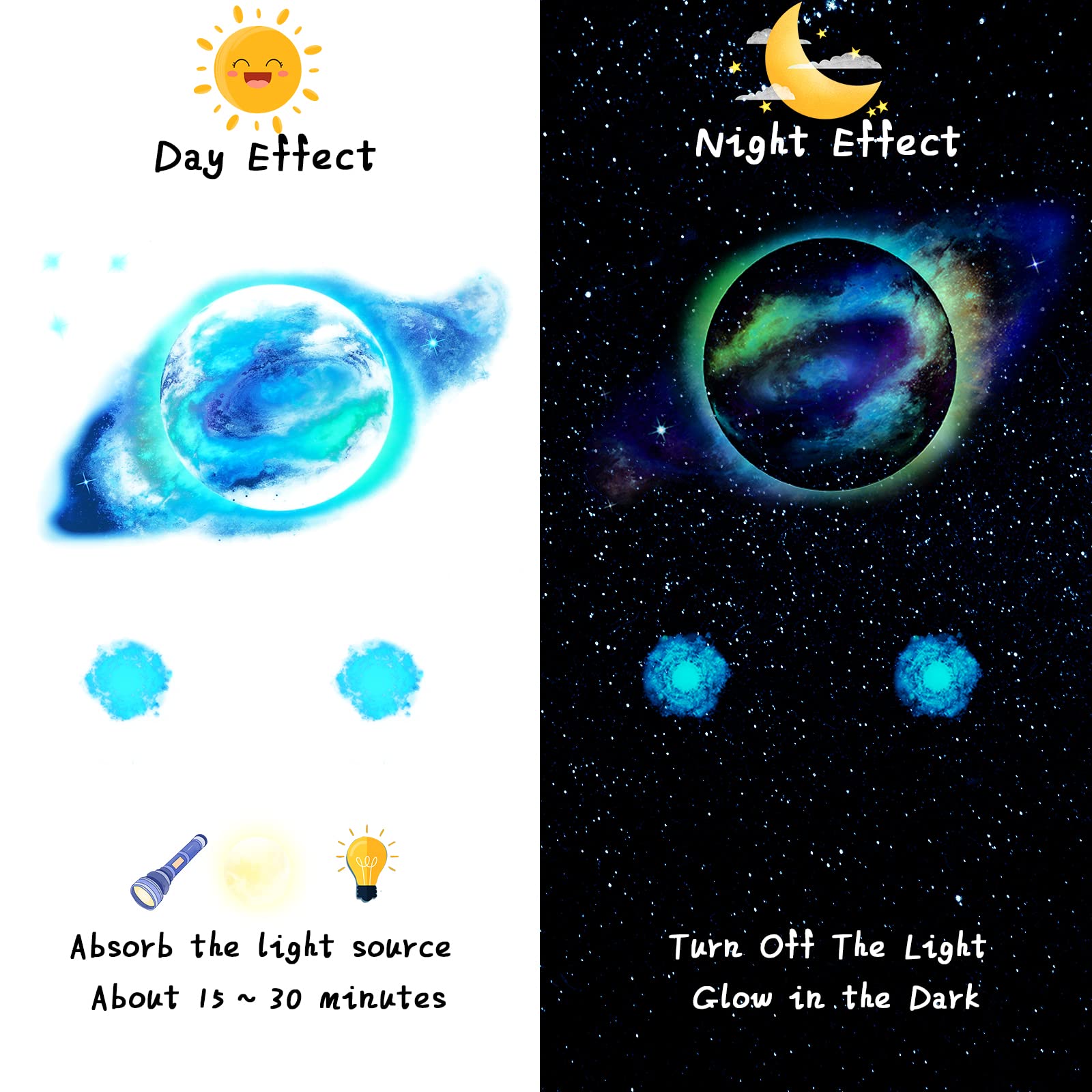 Chinco Glow in The Dark Stars - Self-Adhesive PVC Wall Stickers for Kids' Nursery, Removable Galaxy Décor, Fresh Style