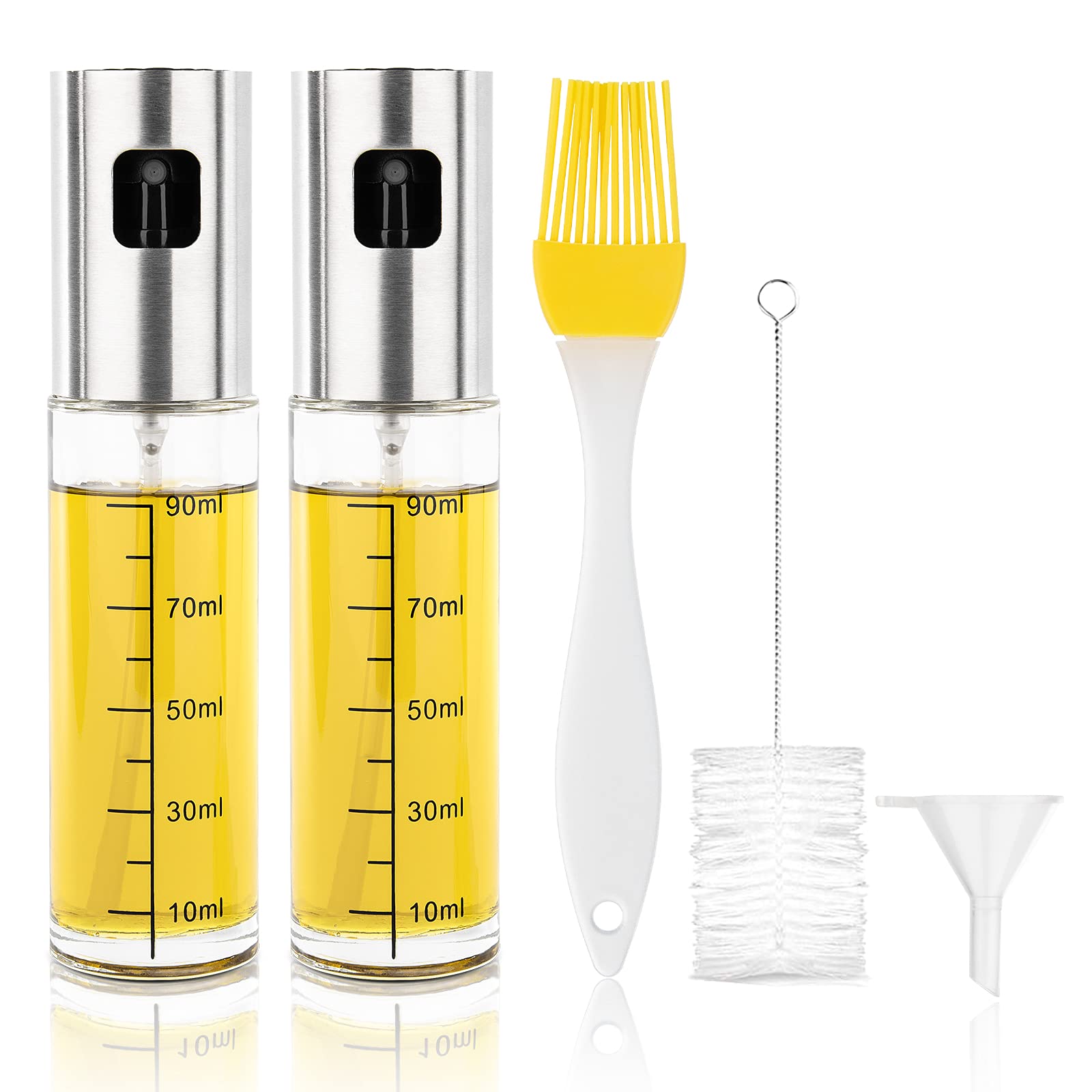 Hotder Oil Sprayer For Cooking 2 Pack, Oil Sprayer Olive Oil Sprayer, Glass Oil Mister 100 Ml Cooking Oil Sprayer With Brush Oil