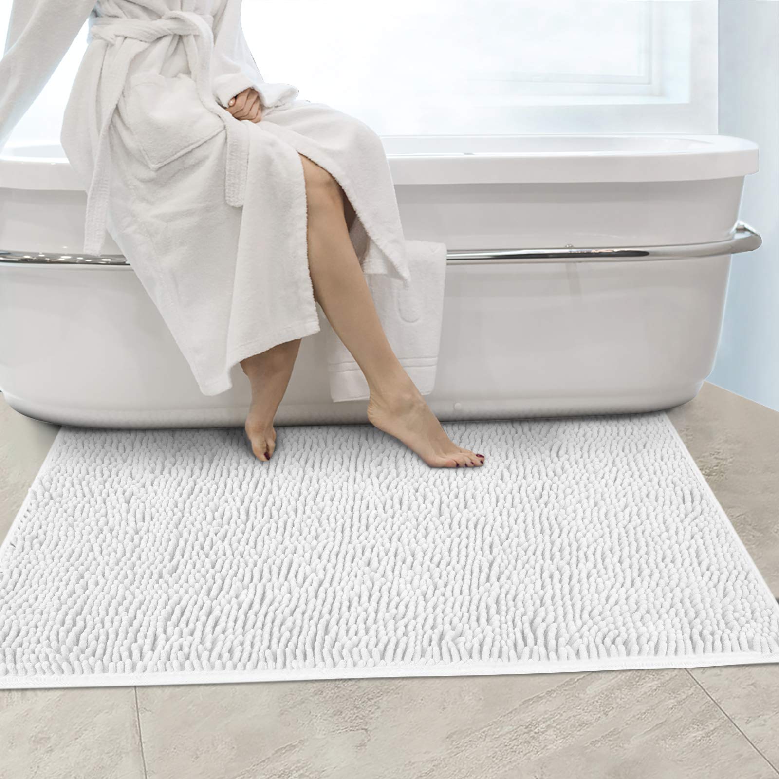 Secura Housewares Soft Microfiber Bathroom Rugs, 47 X 28 Inches Non Slip Bath Mat For Door, Bathroom & Bedroom With Water Absorb
