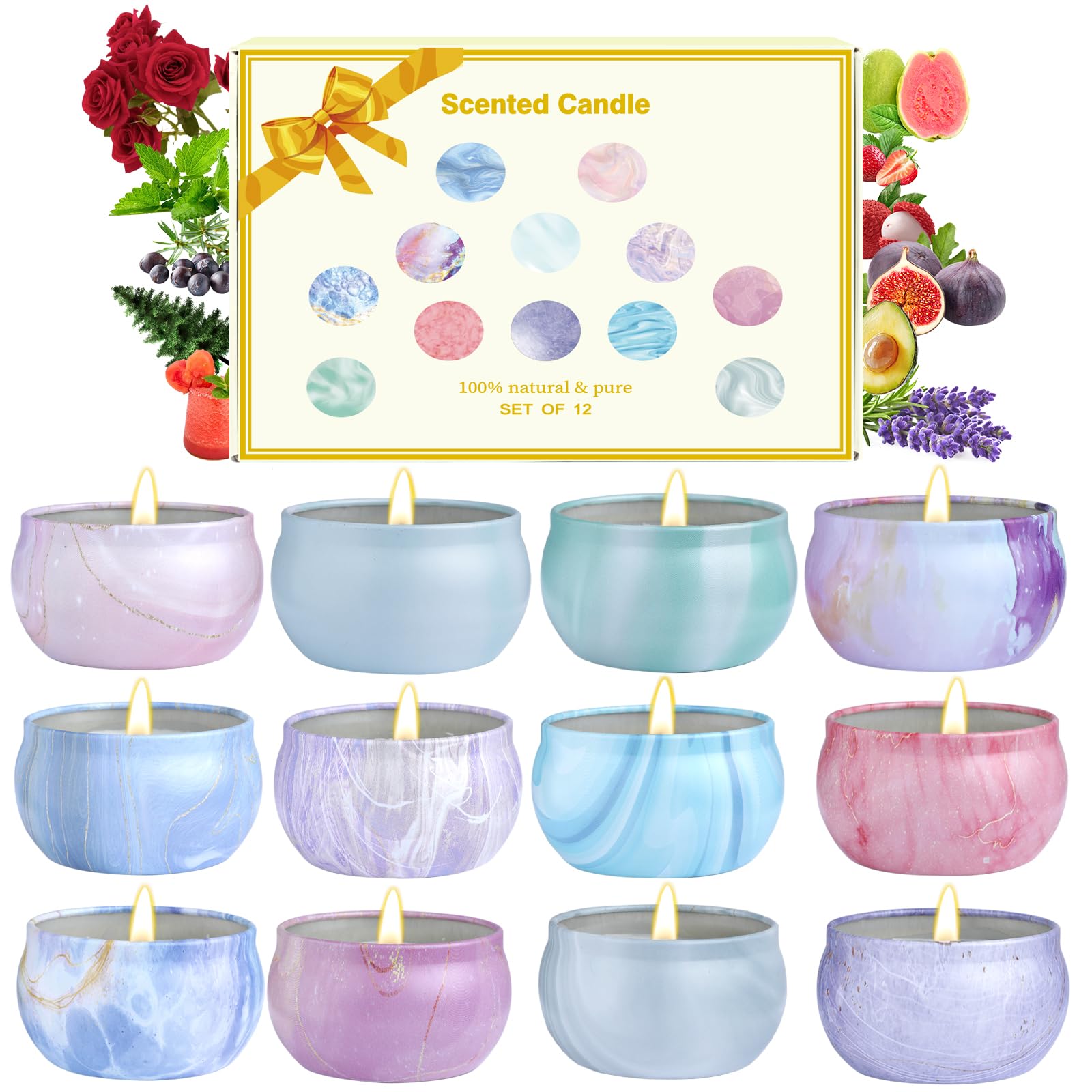 Scented Candles Gifts for Women, 12 Pack Candles for Home Scented, Soy Scented Candles for Home, Aromatherapy Candle Gifts Set f
