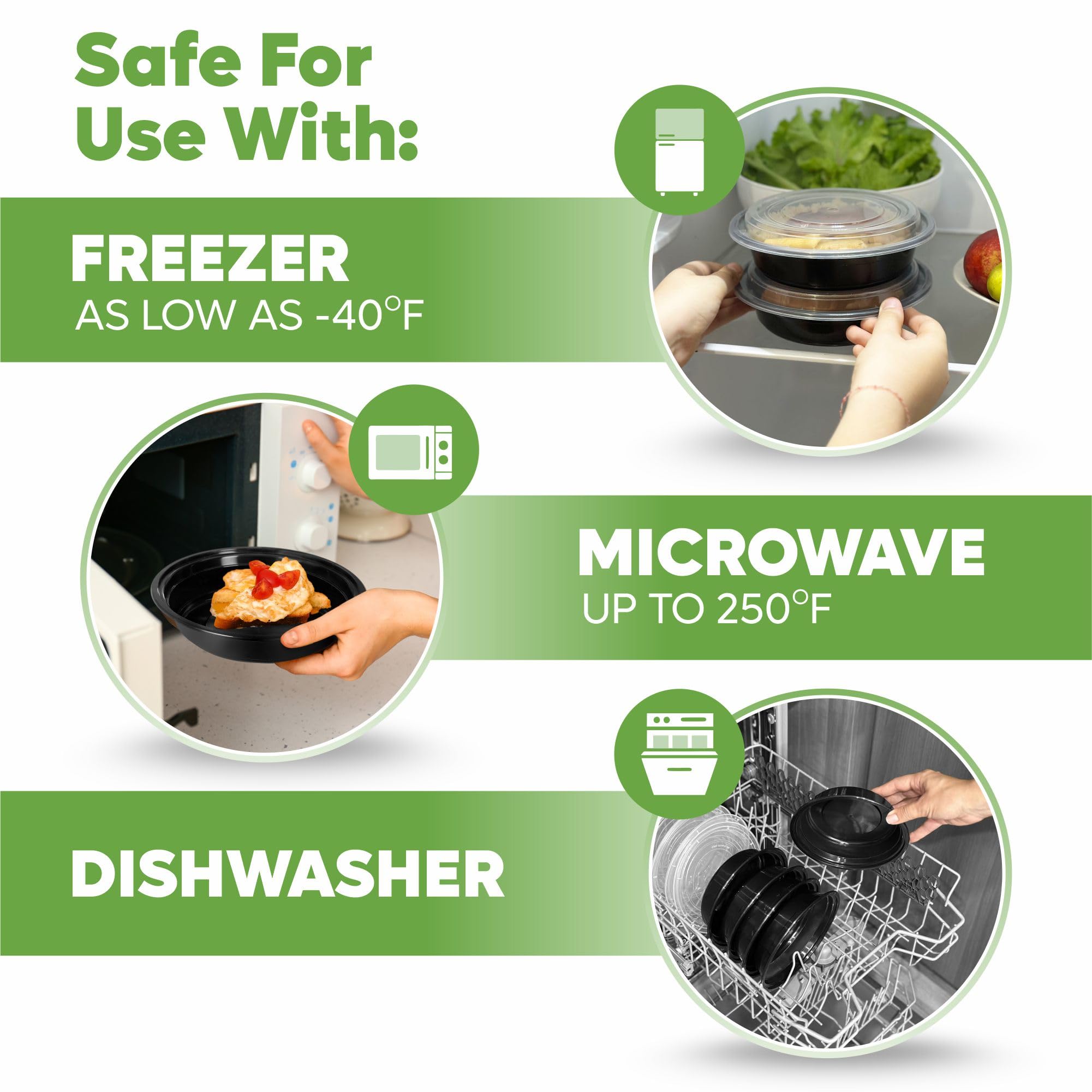 Comfy Package [24 Oz - 50 Count Round Meal Prep Containers Reusable - Microwaveable, Dishwasher And Freezer Safe, Bpa-Free, Port