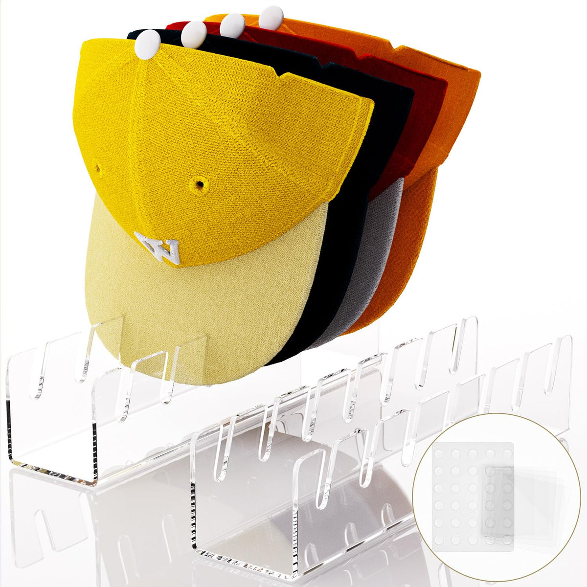 Actbio 4 Pcs Hat Stand For Baseball Caps, No Install Acrylic Hat Organizer For 28 Baseball Caps, Hat Holder Hat Storage Hat Disp