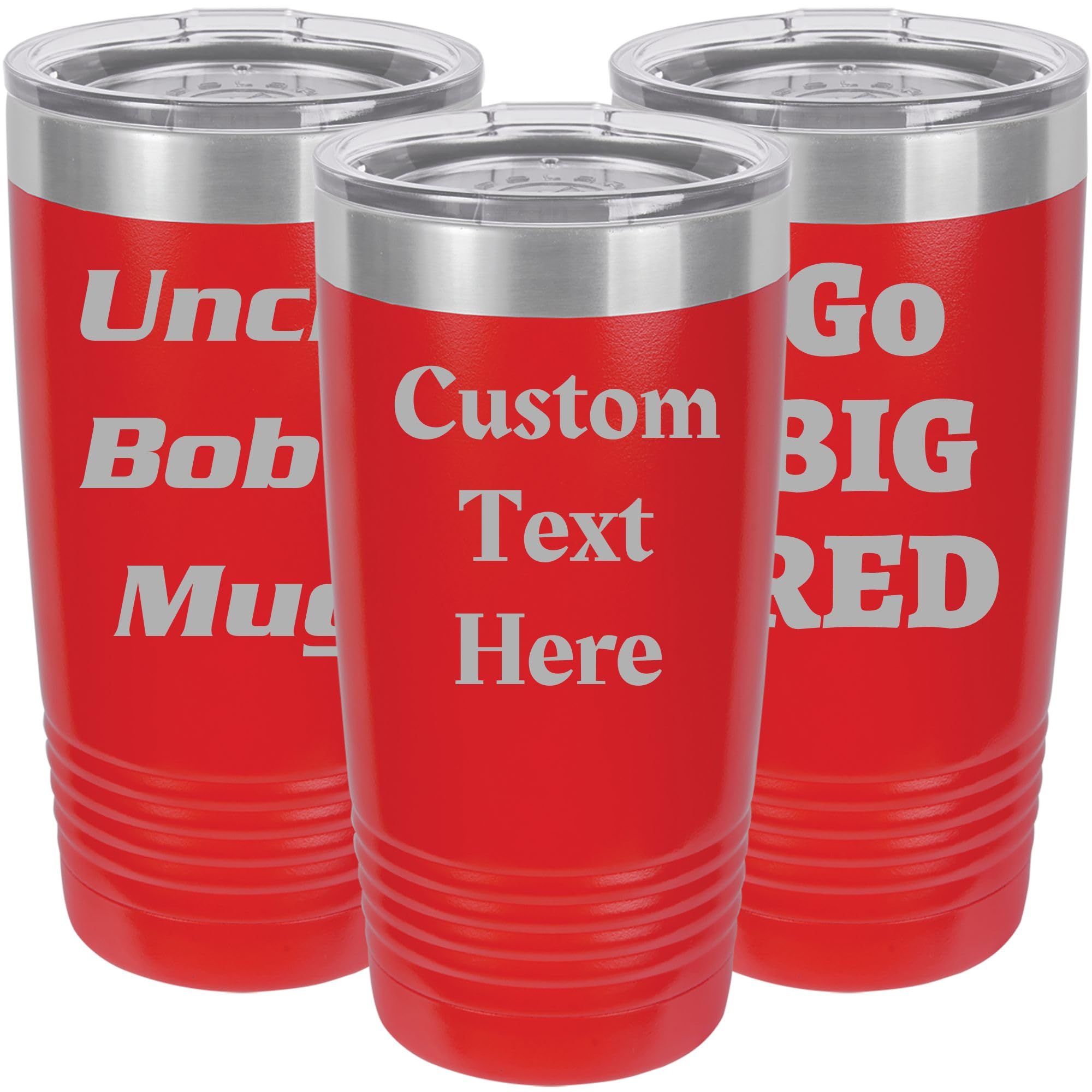 Oezzo Customized Red 20Oz Insulated Tumblers, Double Wall Personalized Bottles With Splash And Leak Proof Upgraded Slider Lid, F