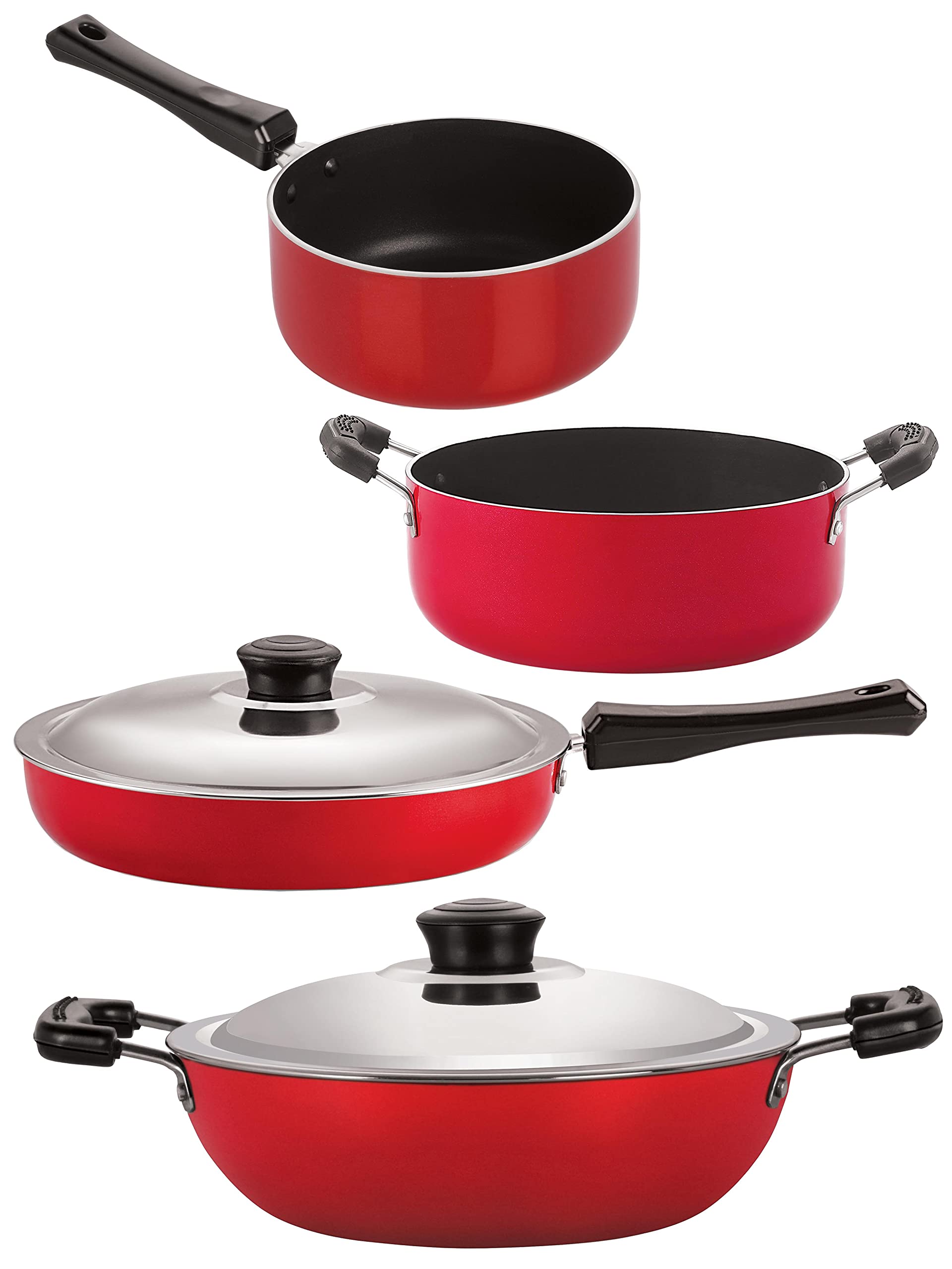 Nirlon Kitchen Non Stick Cookware Combo Set Of 4 Pieces (Fp10_Dkd(B)_Sp(B)_Cs24)