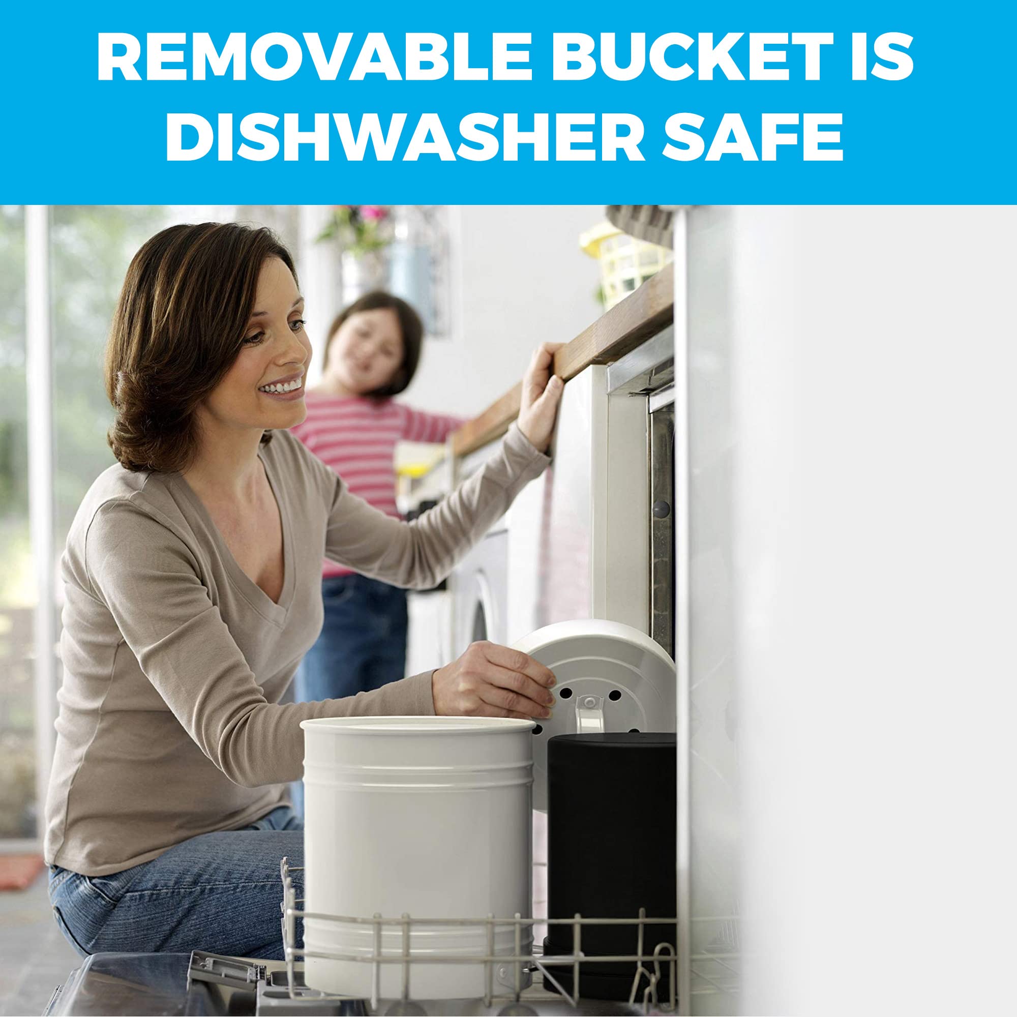 Compost Bin For Kitchen Countertop - Sturdy 3 Liter White Countertop Kitchen Compost Bin W/Ez- No Lock Lid, And Separate Plastic