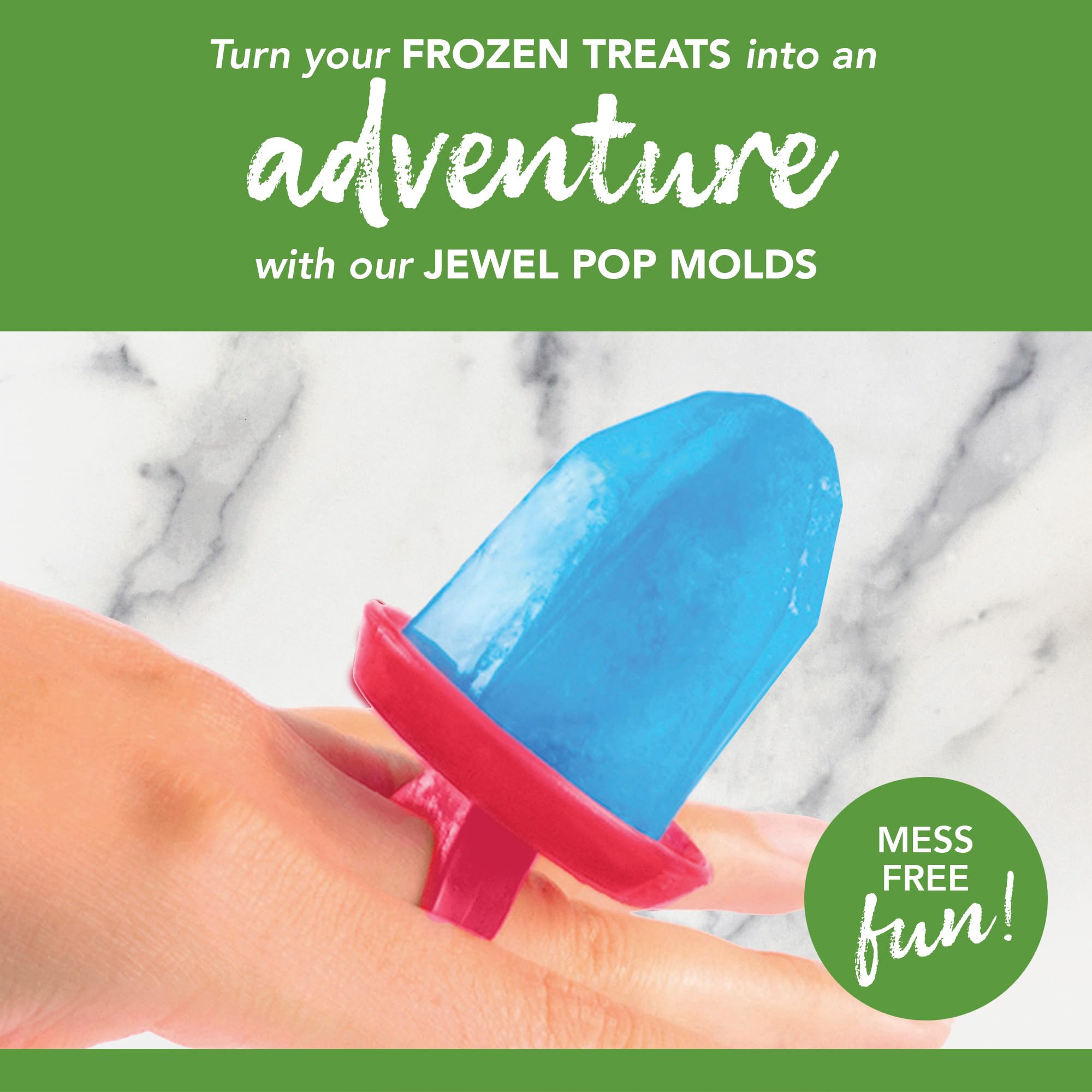 Tovolo Jewel Ring Ice Pop Molds, Drip-Guard Handle, 1.25 Ounce Popsicles, Set Of 6