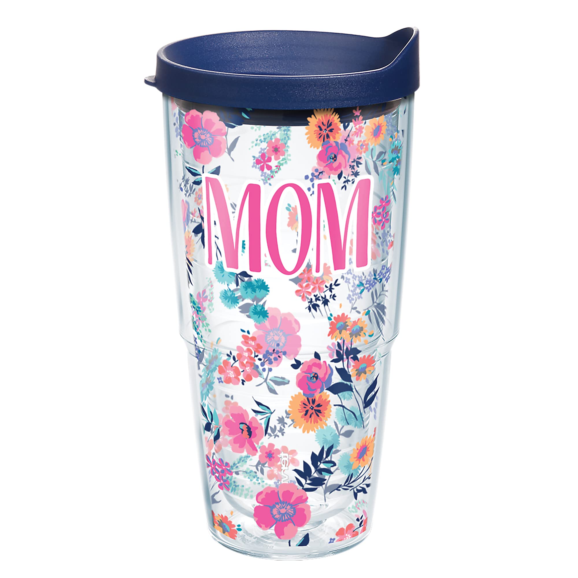 Tervis Made in USA Double Walled Dainty Floral Mothers Day Insulated Tumbler Cup Keeps Drinks Cold & Hot, 24oz, Mom