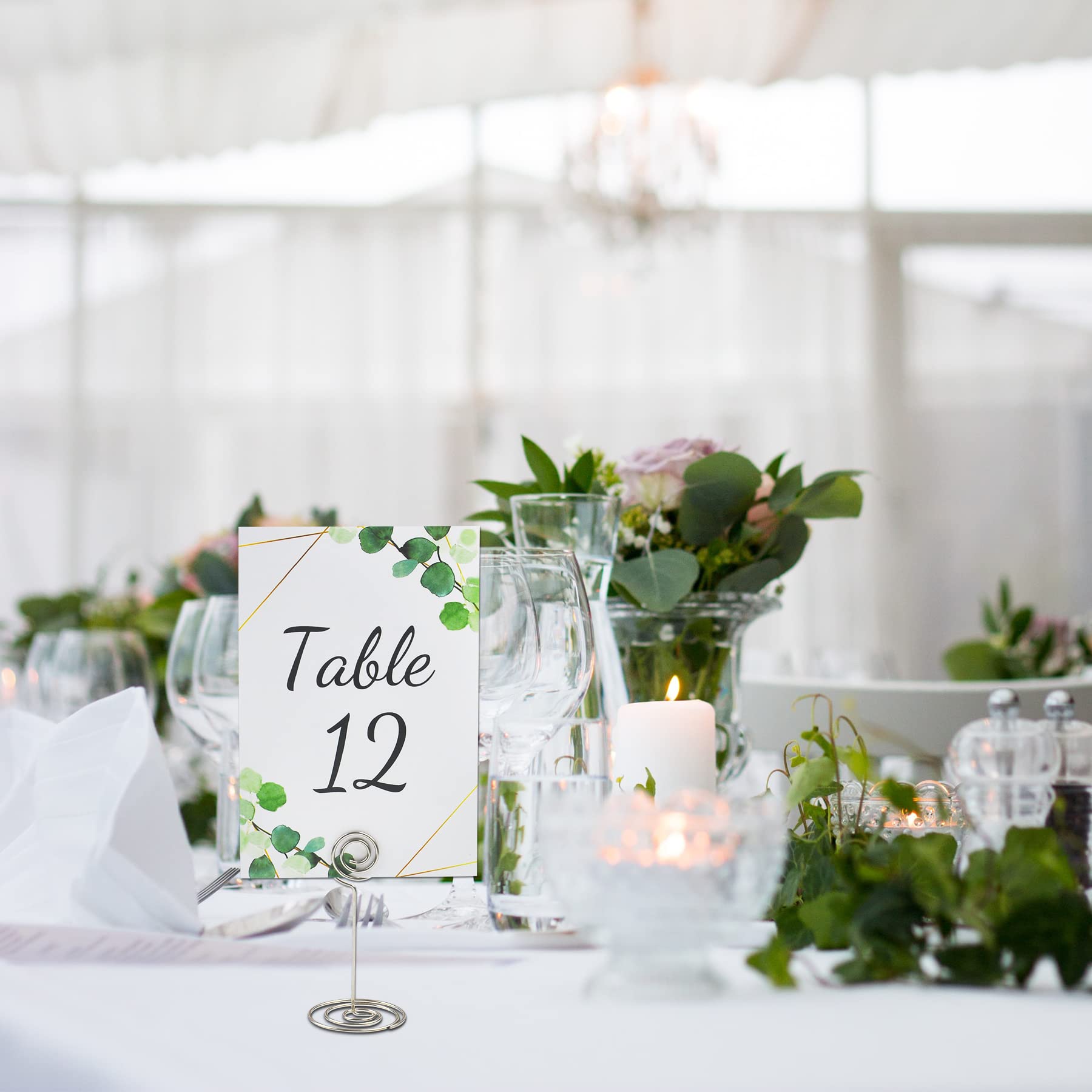 Power Unico Flower Table Numbers 1-25 Plus Head Table Card, Double-Sided 4 * 6In Card Stock With Matched Silver Table Number Hol