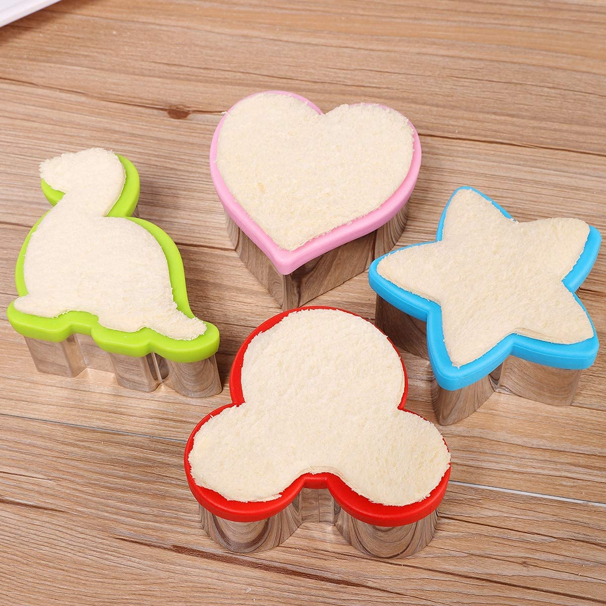 Sandwiches Cookie Cutter Set,Mouse & Dinosaur & Heart & Star Shapes Sandwich Cutters Cookie Cutters Vegetable Cutters-Food Grade