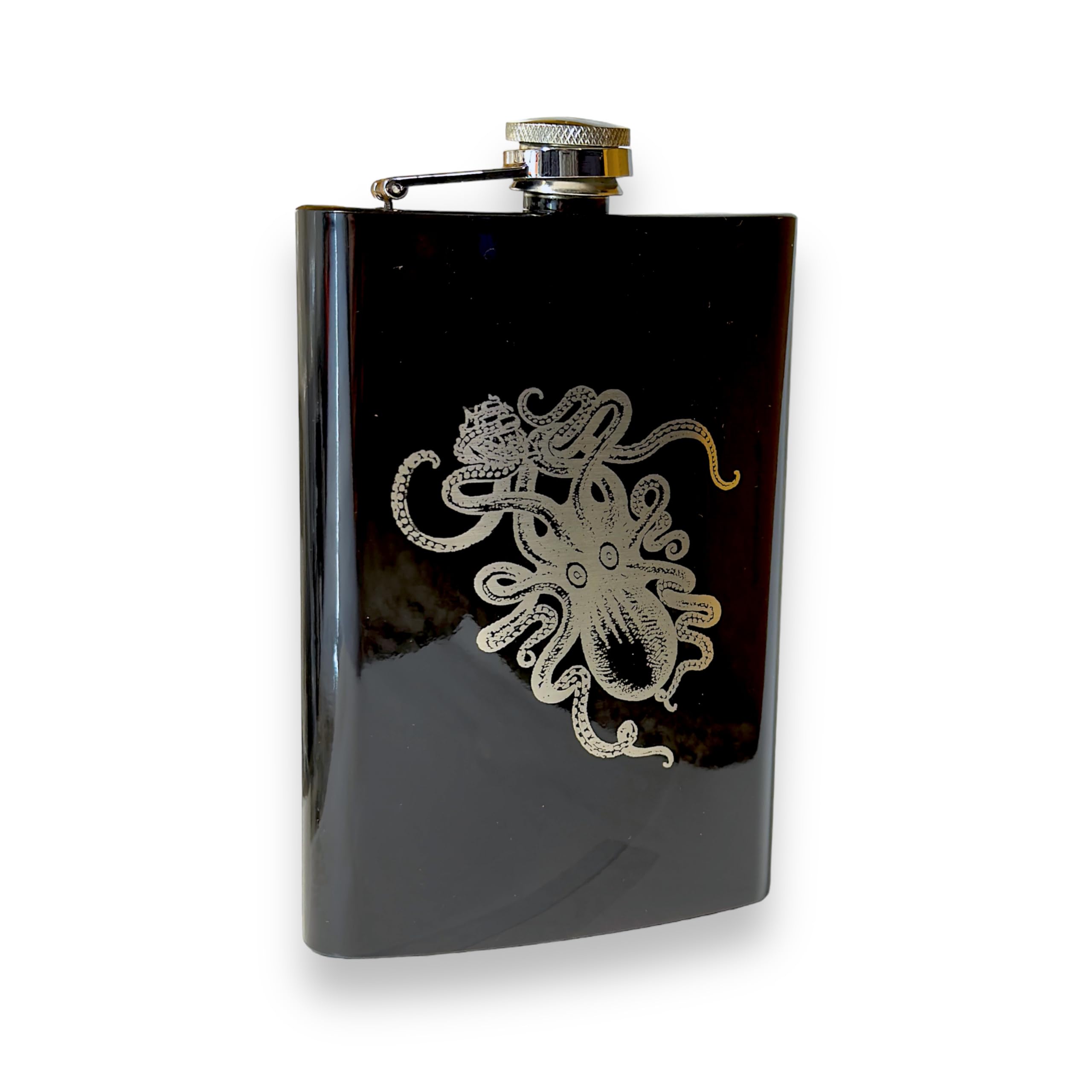 8Oz Black Kraken Flask