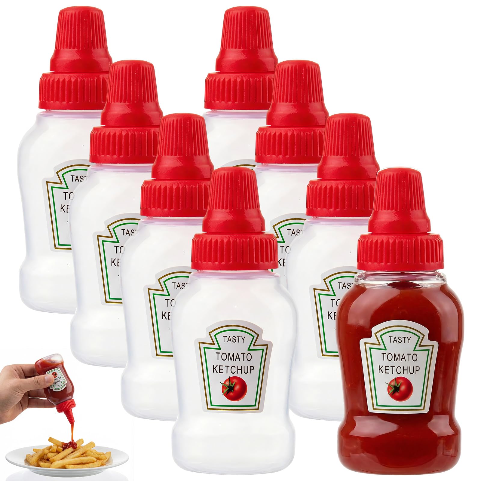8 PCS Mini Ketchup Bottle for Lunch Box, 25 ml Mini Condiment Squeeze Bottles, Small Salad Dressing Container Lunchbox Accessori