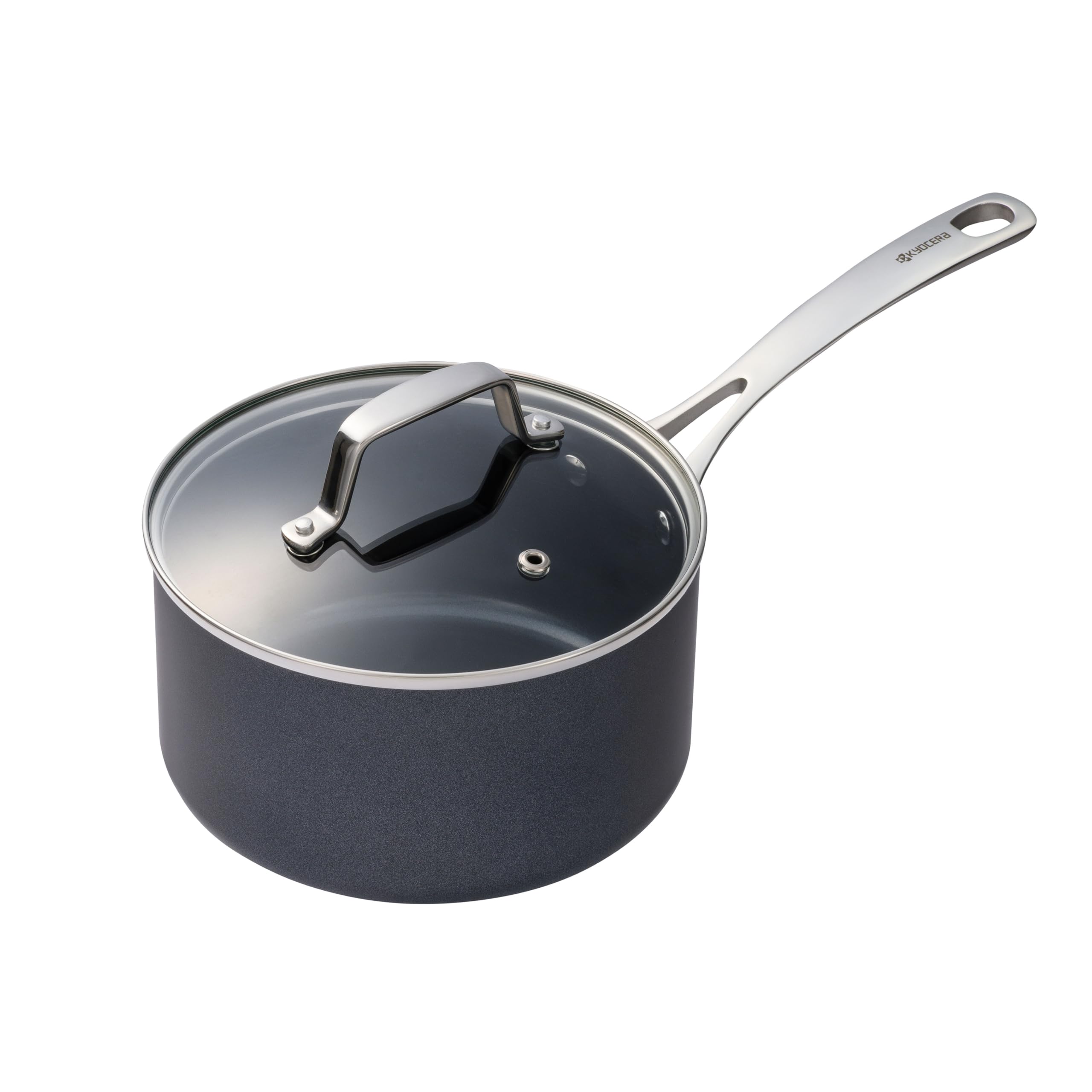 Kyocera Ceramic Saucepan With Ceramic NonStick Coating, 18 Cm, Pfas/Ptfe Free, Stainless Steel Handle, Suitable For All Hob Typ