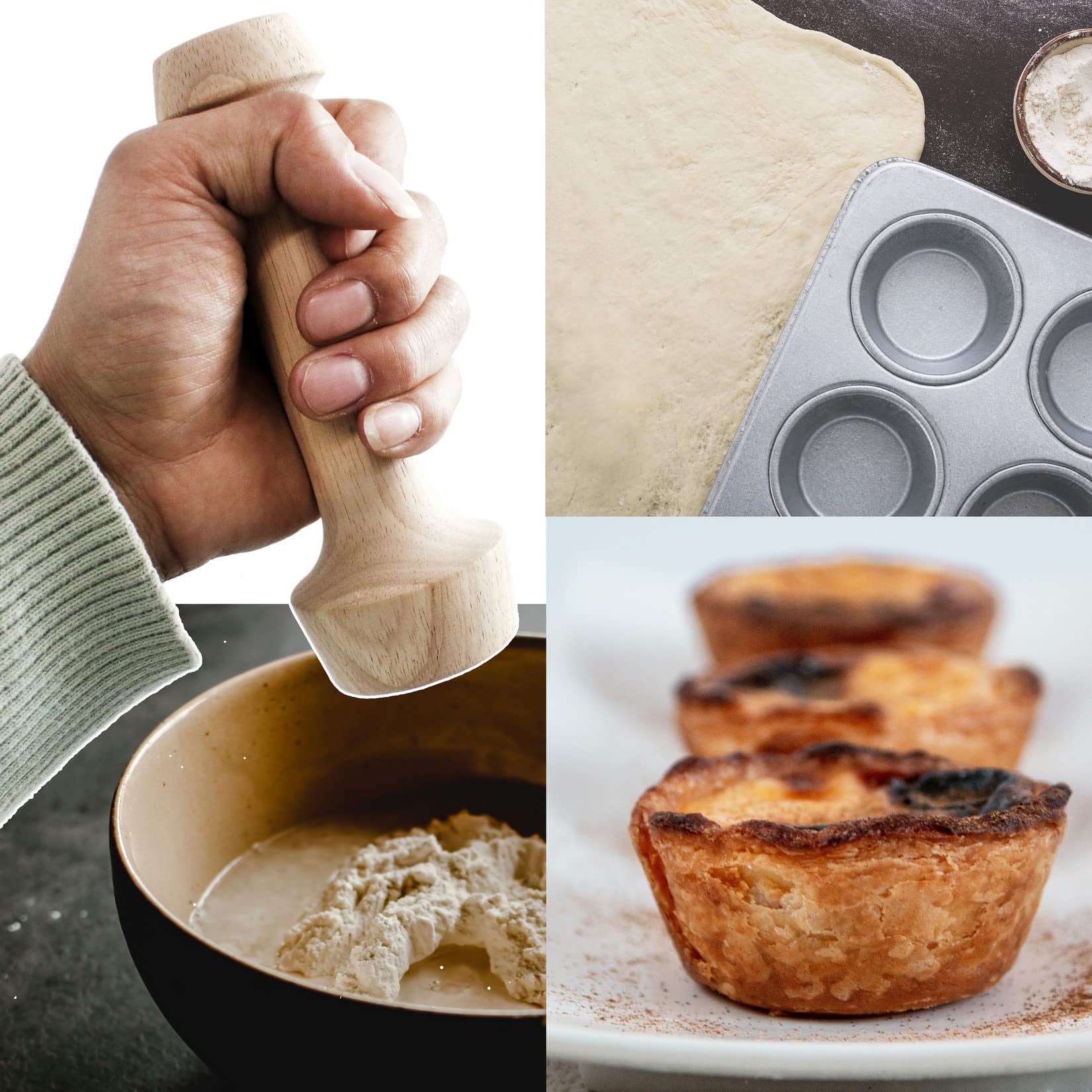 Anfu Tart Tamper Set, Wooden Molds Egg Tarts Tamper Pastry Tools For Mini Muffin Tins Or Tart Pans, Diy Baking Shaping Kitchen T