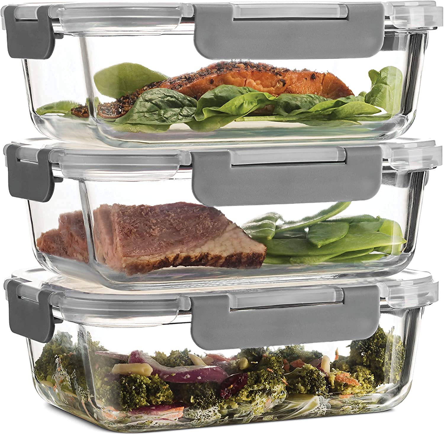Cy Sales Glass Meal Prep Containers, Glass Food Storage Containers With Airtight Lids, Lunch Boxes, BpaFree & Leak Proof (600Ml
