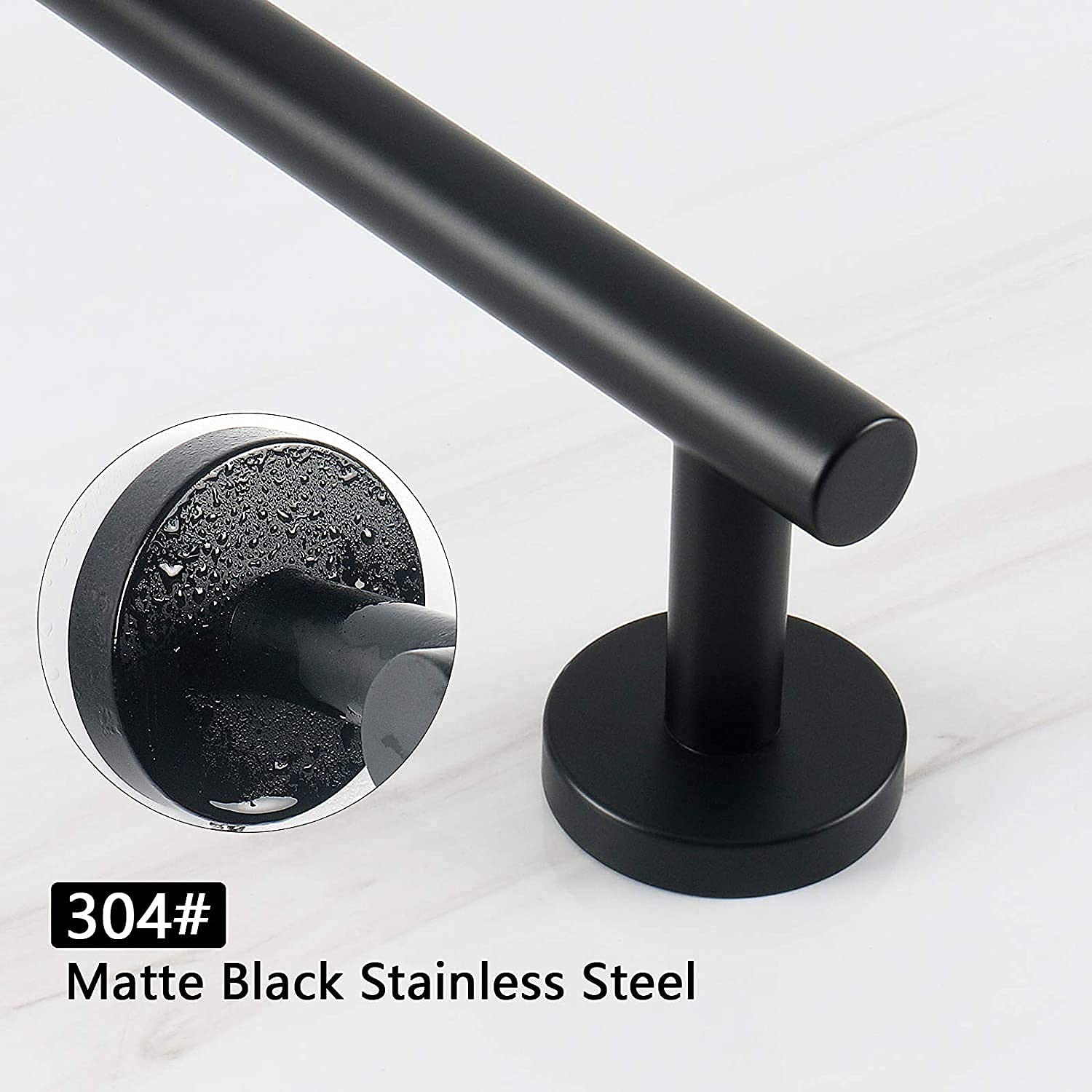 Cilee 2 Pieces Matte Black Bathroom Towel Bar  24 Inch Double Towel Racks Bathroom Towel Holder Towel Hanger for Bathroom Stainless Steel Wall Mount