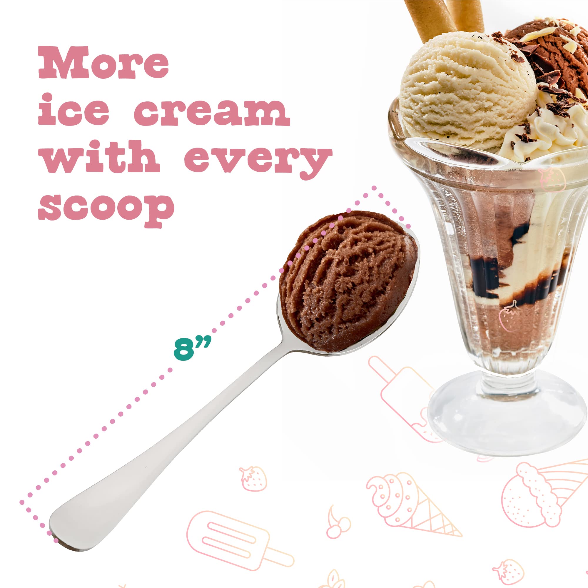 Impresa [2 Pack] Mine And Yours Ice Cream Spoons - Long Handled Engraved Ice Cream Spoon - Durable Stainless Steel Couple Of Spo