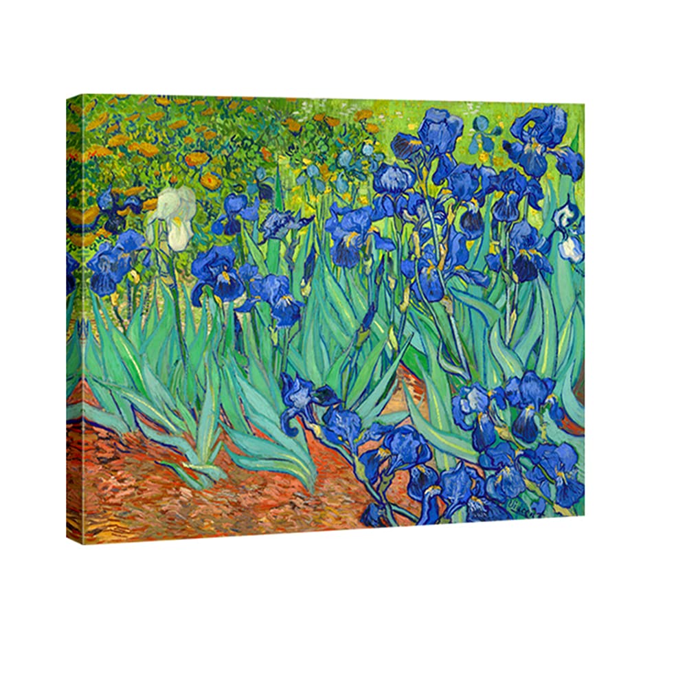 Wieco Art Irises Large Modern Gallery Wrapped Floral Giclee Canvas Print By Van Gogh Famous Blue Flowers Oil Paintings Reproduct