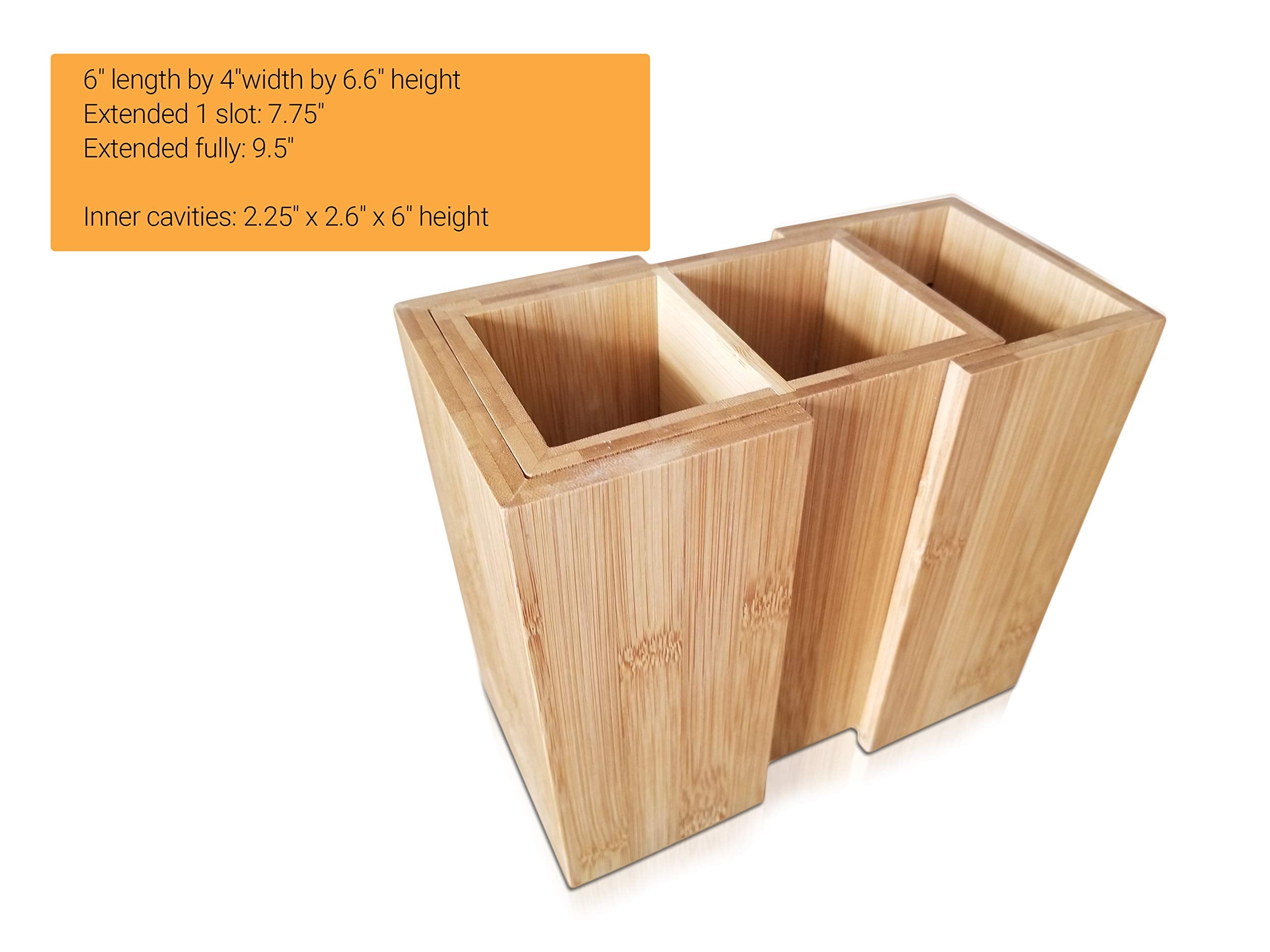 Splashsoup Bamboo Expandable Cooking Utensil Kitchen Tool Holder | Natural Spatula Spoon Caddy | Counter Stove Top Organizer