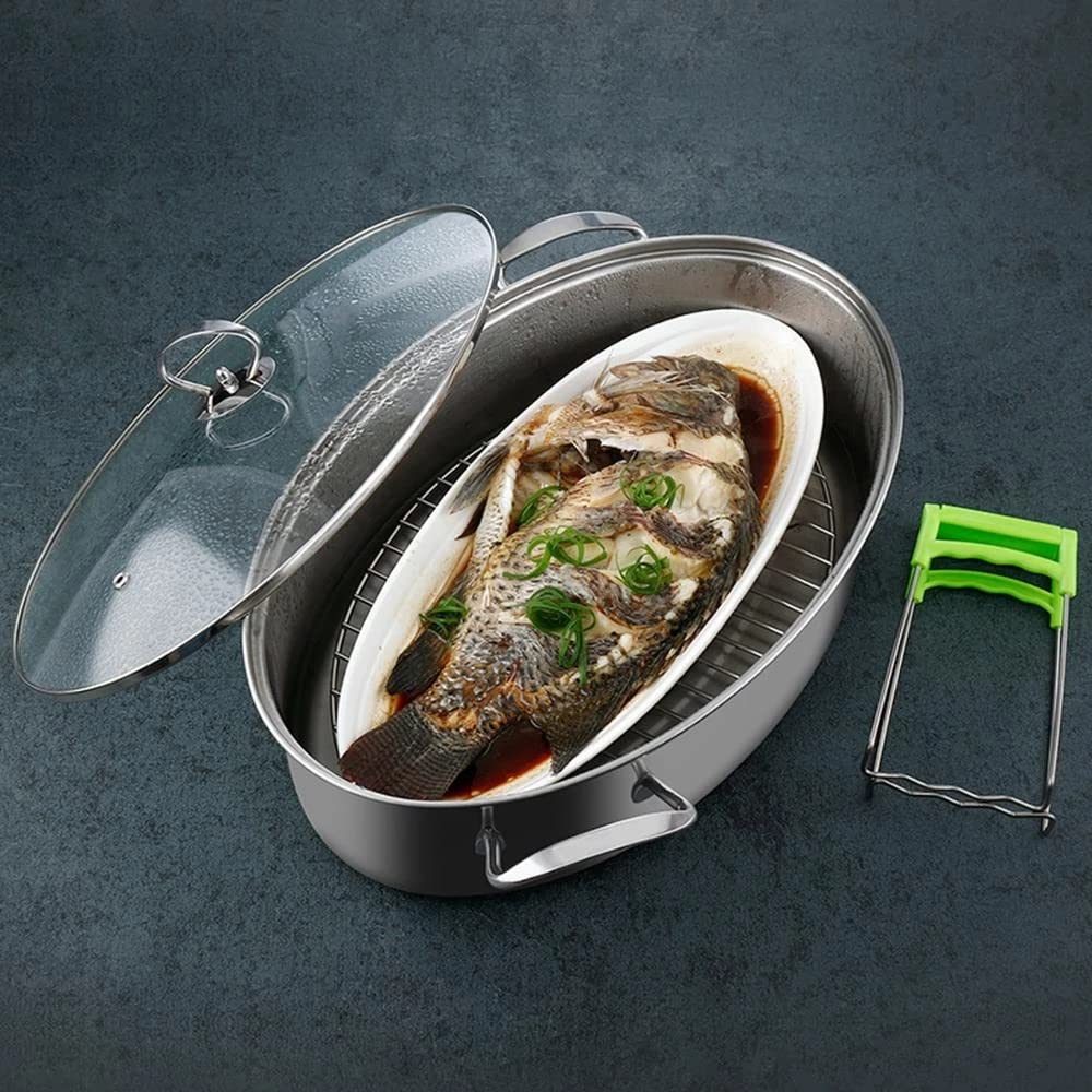 Tambee 9.8X6.7 Inch Oval Roasting Cooling Rack 304 Stainless Steel Baking Broiling Rack Cookware 0.8 Inch Heigh Thick Version 2P