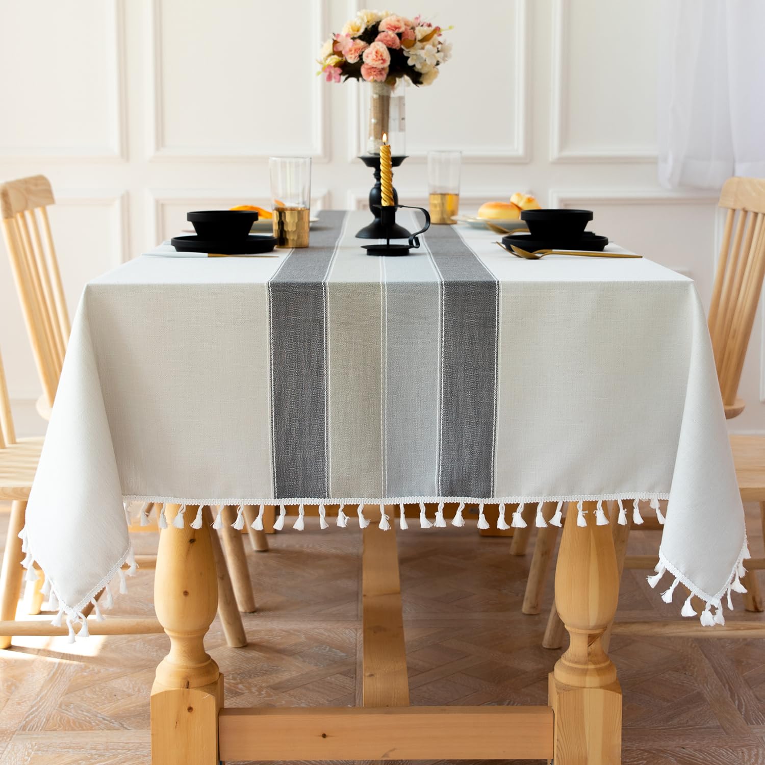 Laolitou Rustic Tablecloth Cotton Linen Waterproof Tablecloths Burlap Table Cloths for Kitchen Dining Cloth Table Cloth for Rect
