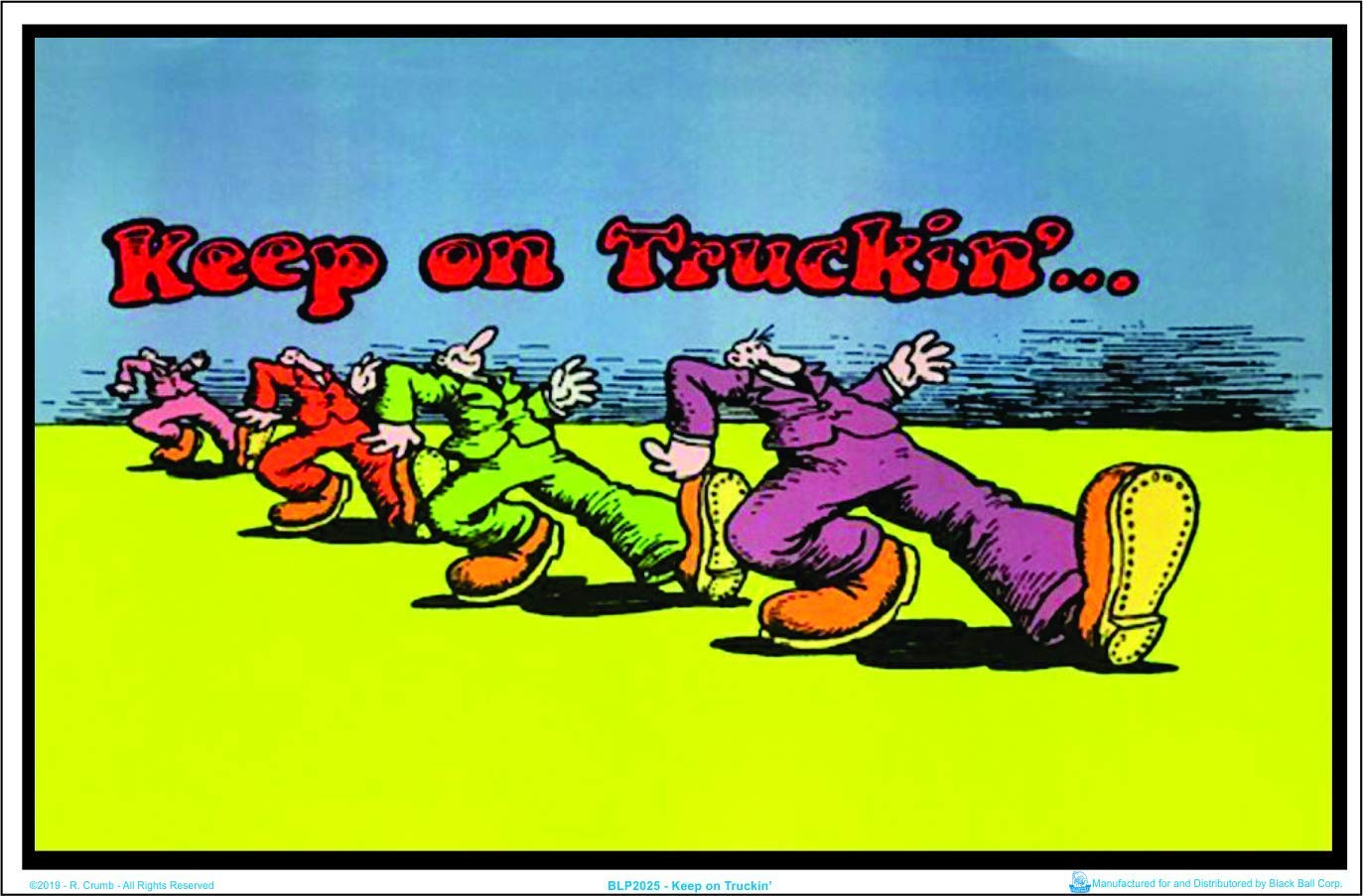 Keep On Truckin By R Crumb - Laminated Blacklight Poster - 35.5'' X 23.5''