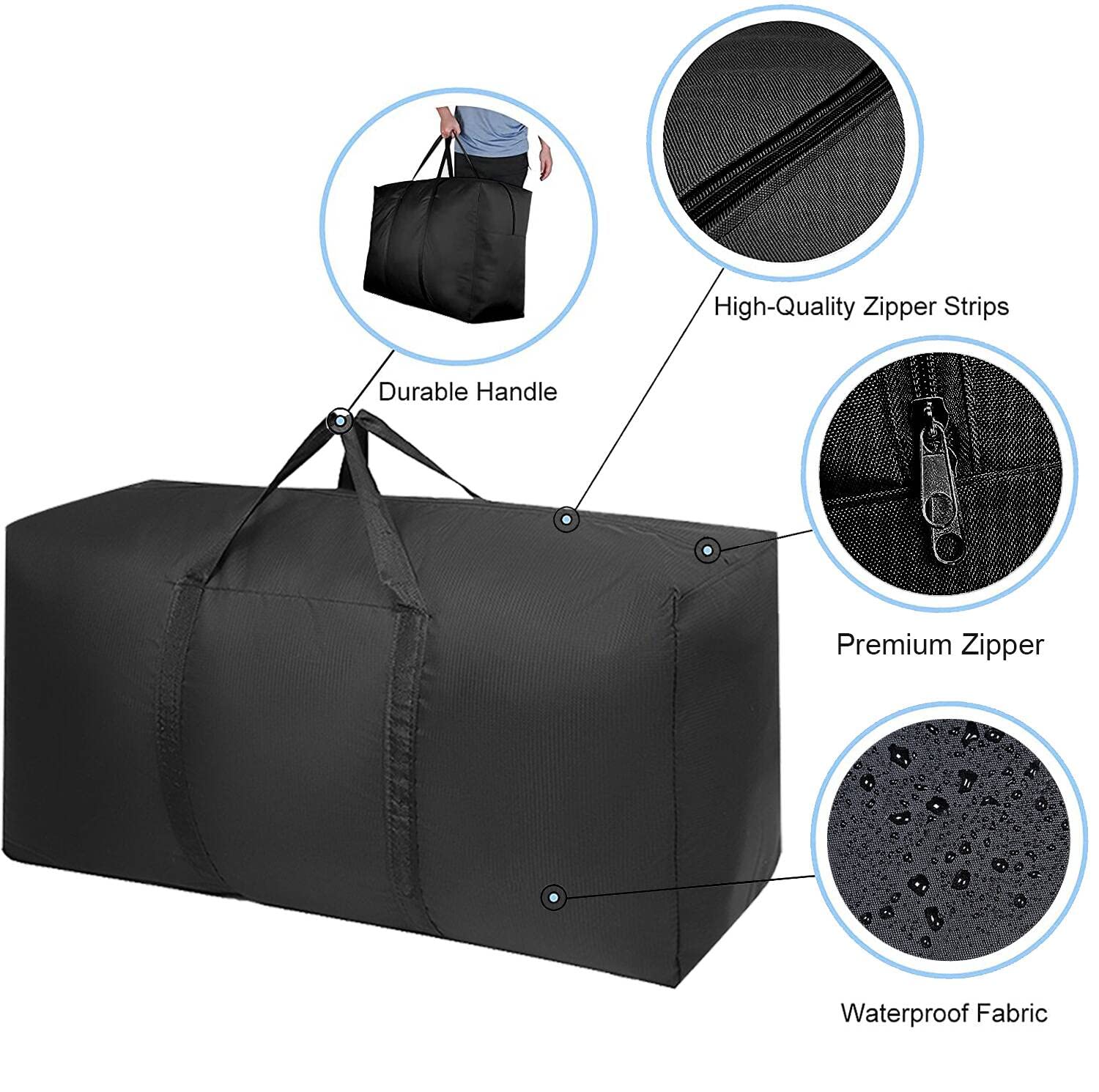 Extra Large Moving Bags with Strong Zippers & Carrying Handles  Storage Bags Storage Totes for Clothes  Moving Supplies  Space Saving Oversized Storage Bag Organizer for Moving  Traveling (2 Pack)