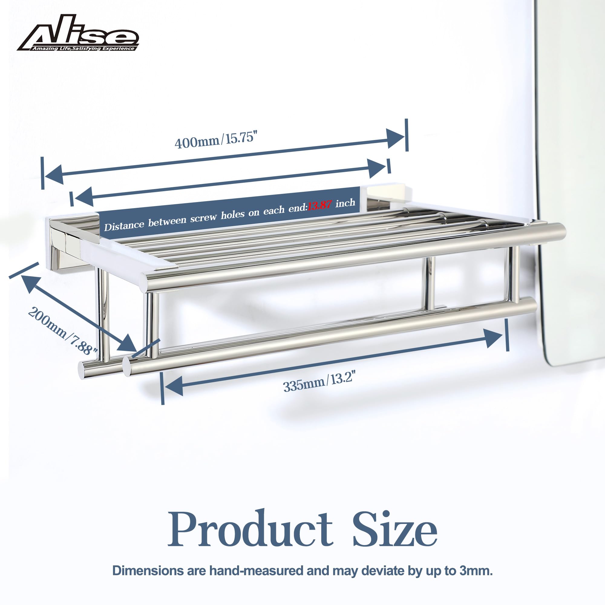 Alise Towel Rack,Towel Hanger Towel Shelf With Double Towel Bars For Bathroom Lavatory,16 Inch Sus 304 Stainless Steel Wall Moun