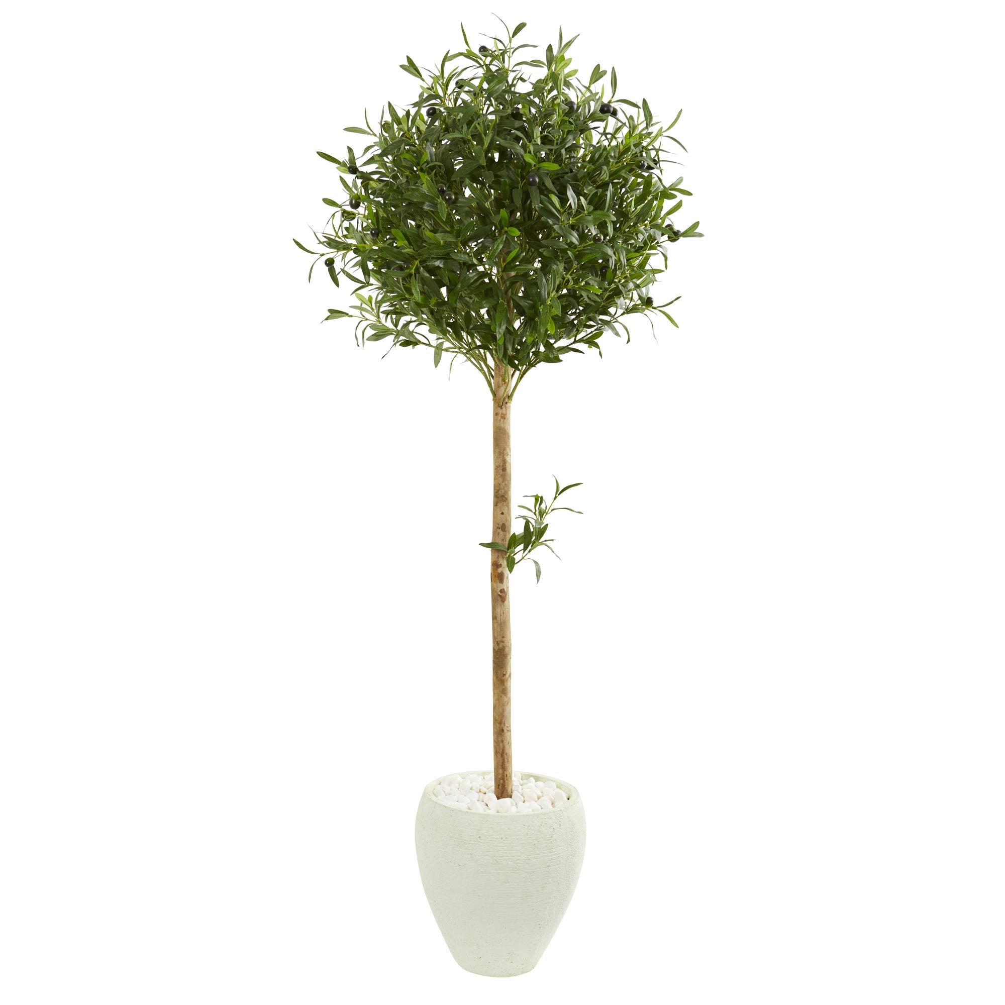 Nearly Natural 5ft. Olive Topiary Artificial Tree in White Planter