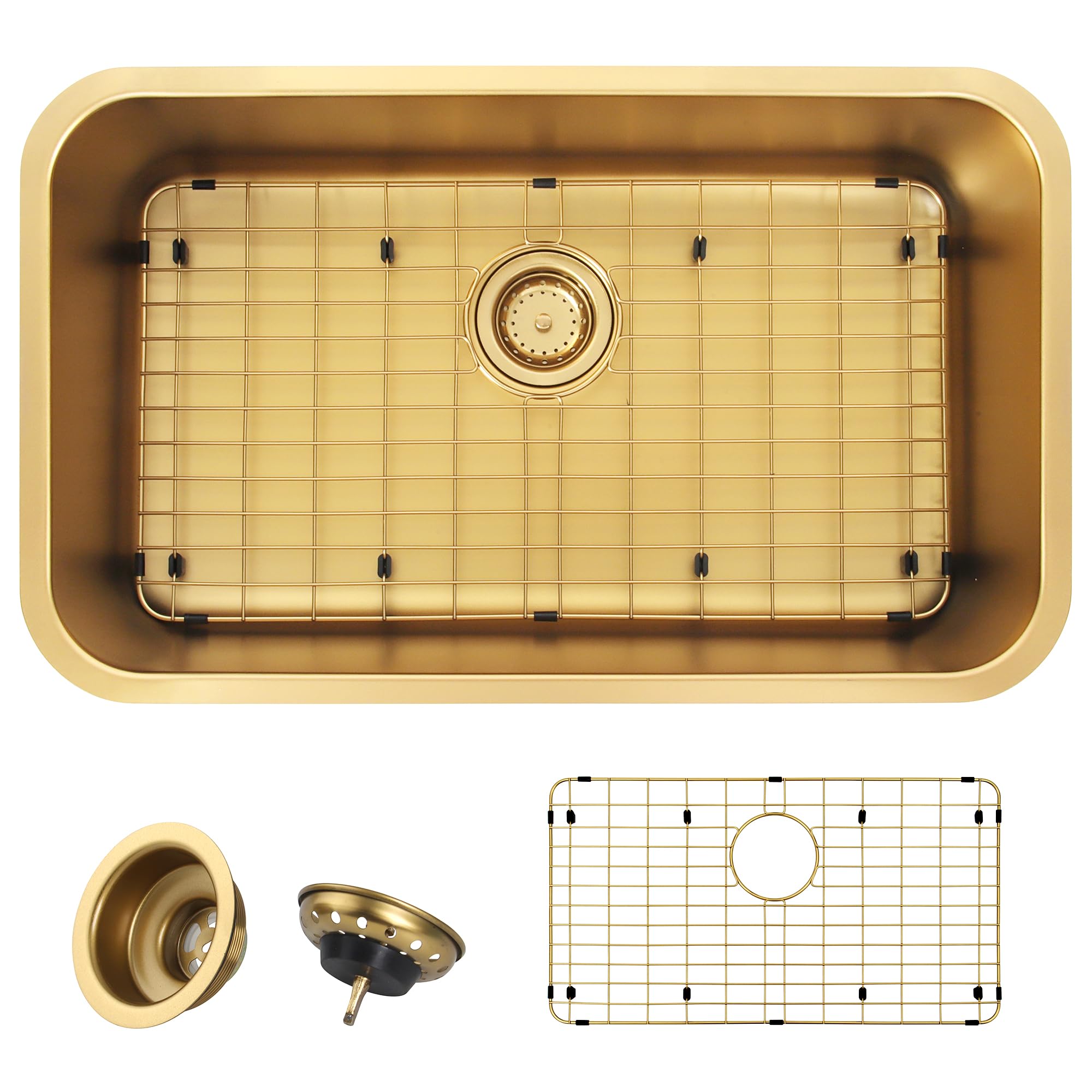 Monsinta Undermount Kitchen Sink, Stainless Steel Kitchen Sink 3018, Deep Sink, Gold Kitchen Sink, Single Bowl Kitchen Sink With