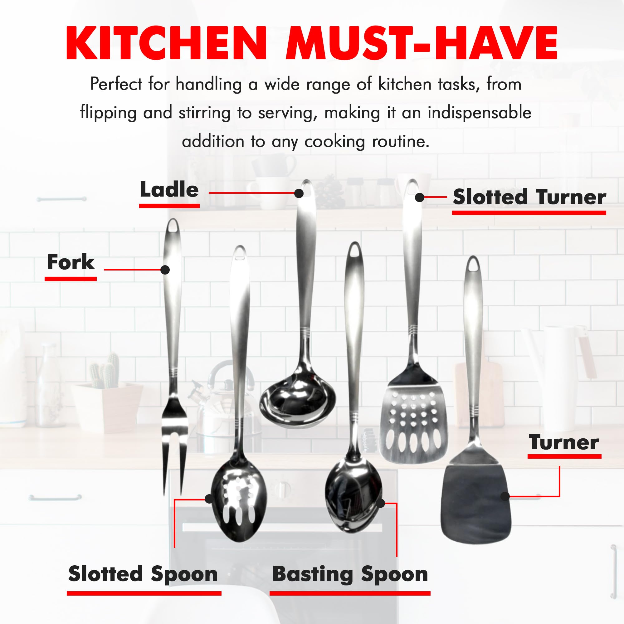Chef Craft Select Kitchen Tool and Utensil Set  6 Piece Set  Stainless Steel