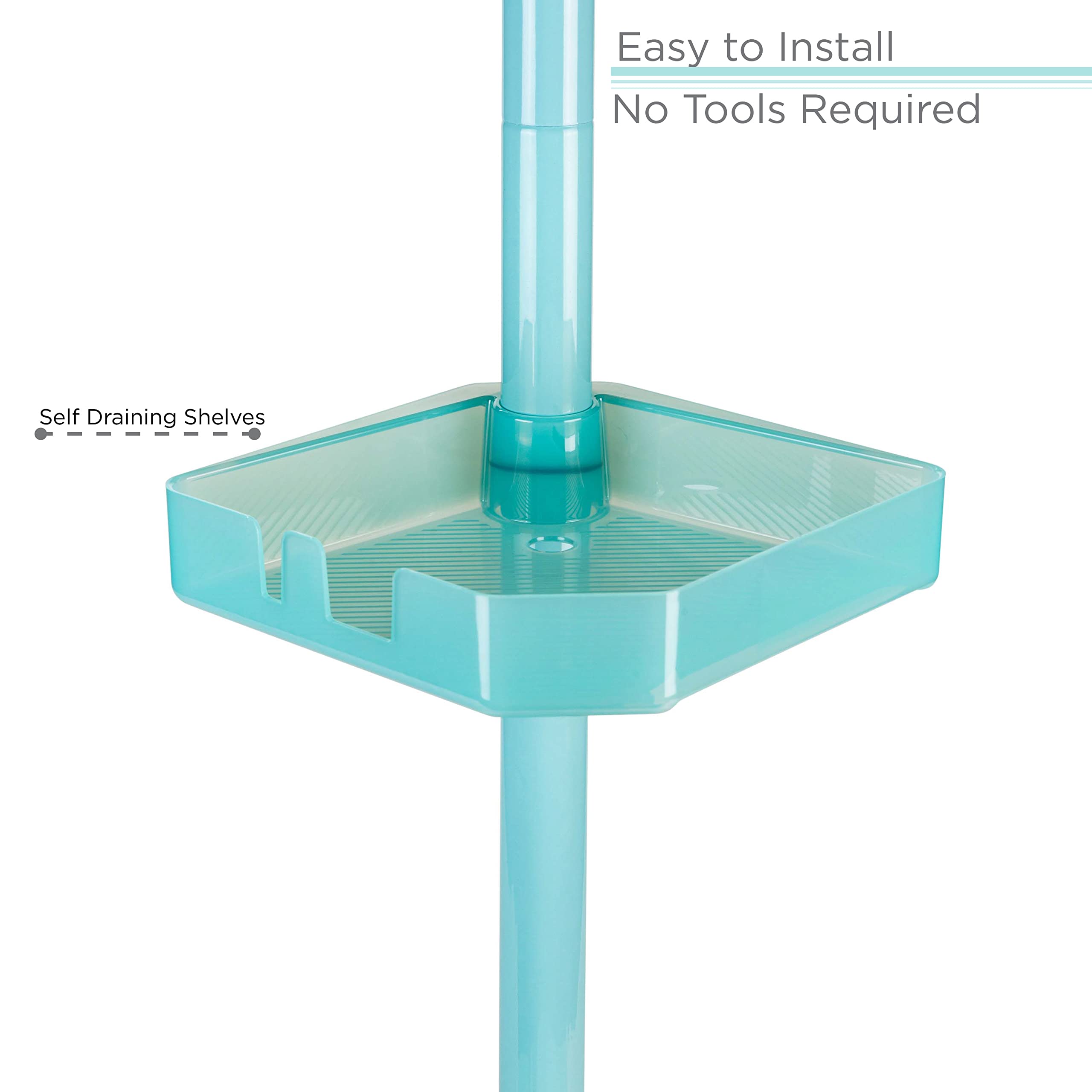 Bath Bliss 4 Tier Tensions Corner Shower Caddy | Shelves | Adjustable 48-101    | Bathroom Organizer | Bathtub And Shower Stall