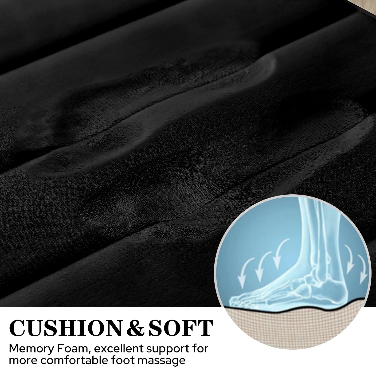 BYSURE Black Memory Foam Rug Set 3 Piece Non Slip Extra Absorbent Shaggy Soft & Dry Bath Mat Sets for Bathroom Washable Carpets Set