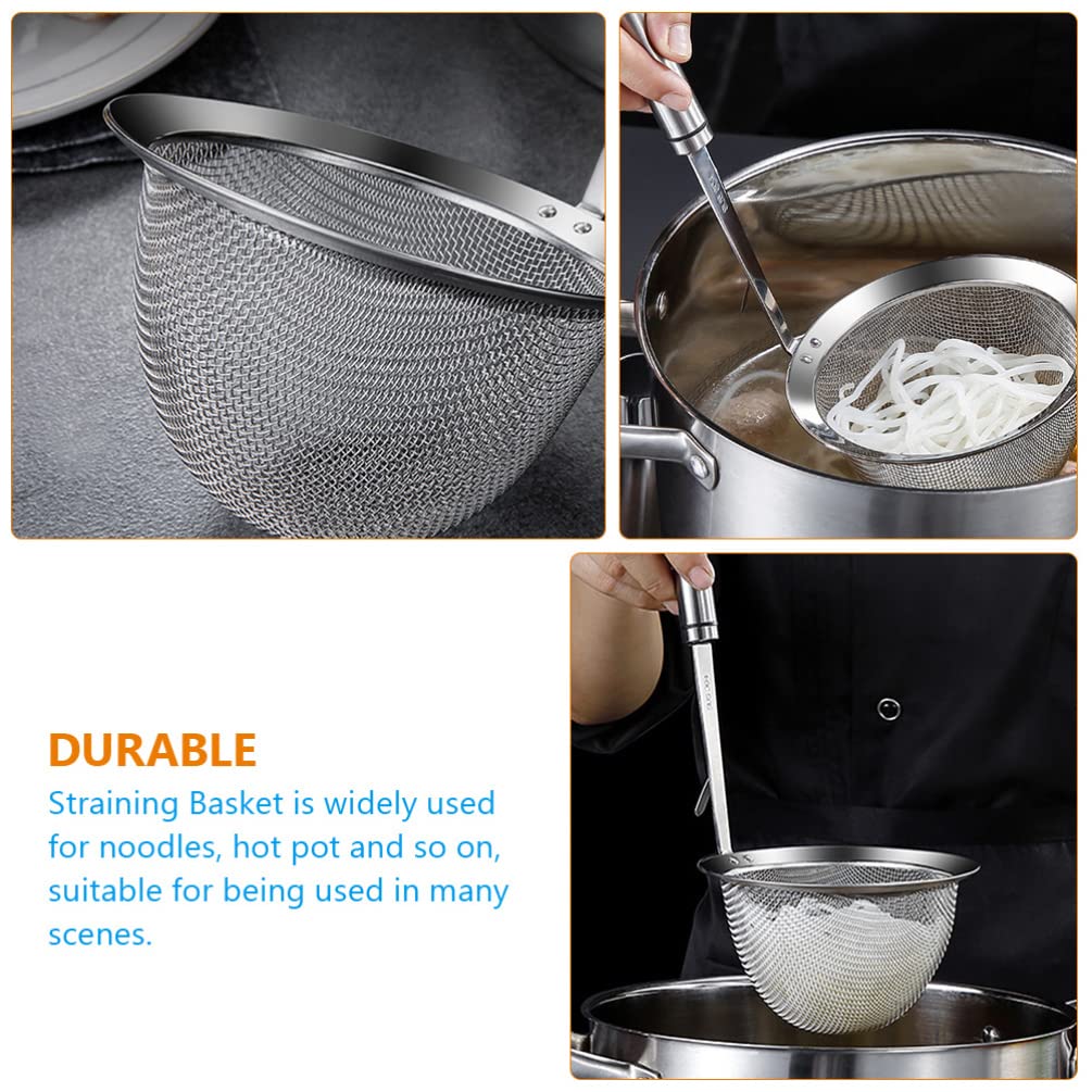 Hemoton Stainless Steel Pasta Basket Mesh Spider Food Dumpling Noodle Strainer Deep Basket Fine Mesh Skimmer Kitchen Fine Sieve