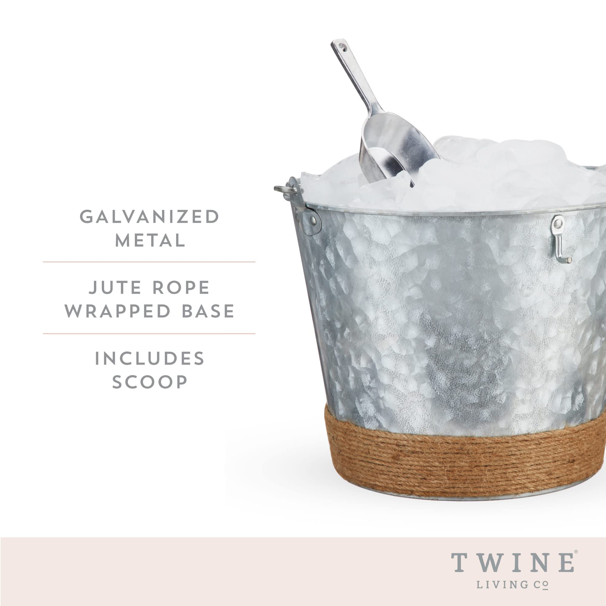 Jute Wrapped Galvanized Ice Bucket By Twine