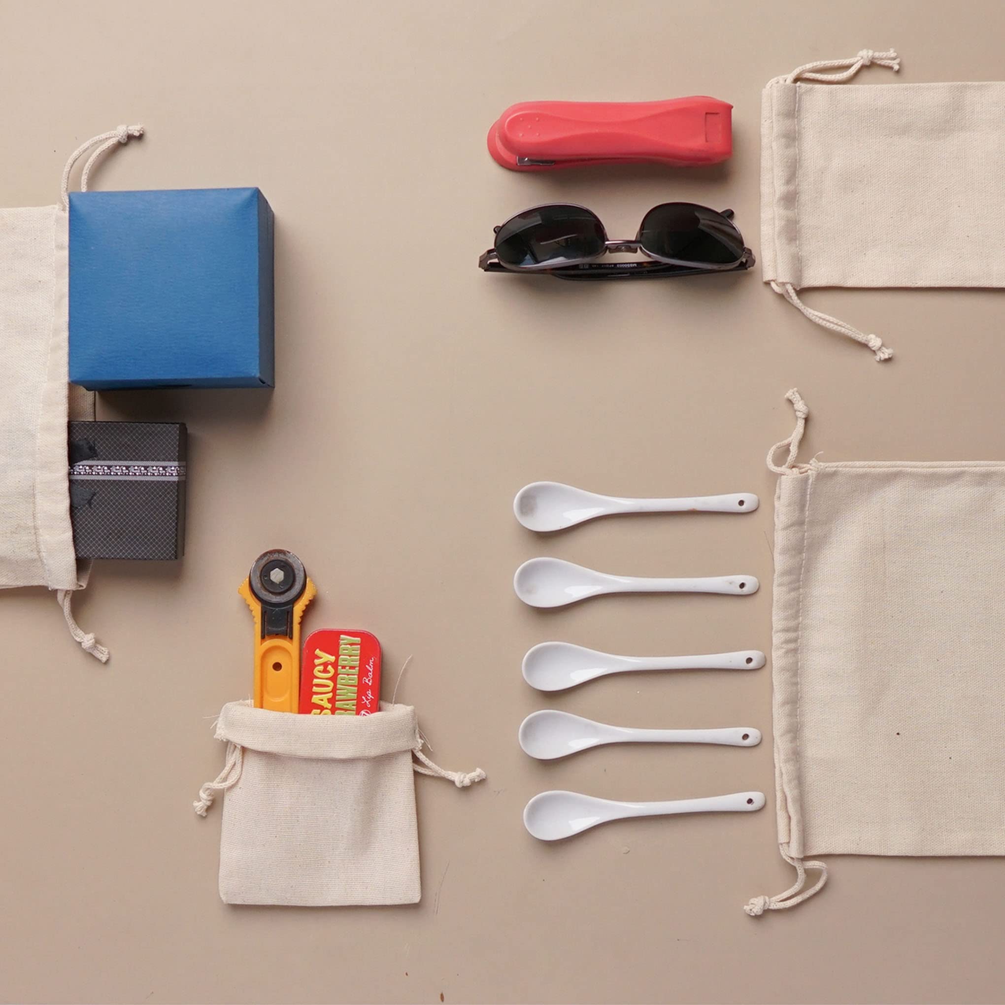 Organic Cotton Storage Reusable Bags Large 12 X 18 Inches Multipurpose Pack Of 12 - Canvas Cotton Premium Quality Bags - Cotton