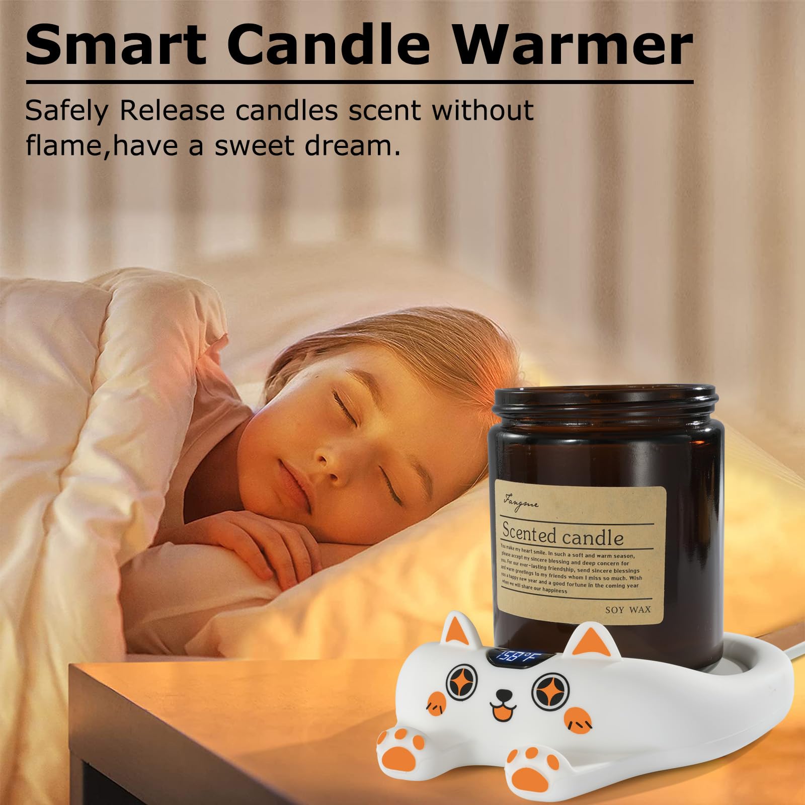 Pusee Coffee Mug Warmer Auto Shut Off, 3 Temp Coffee Warmer For Desk, Candle Warmer Plate Safely Melt The Candle Releases Scents