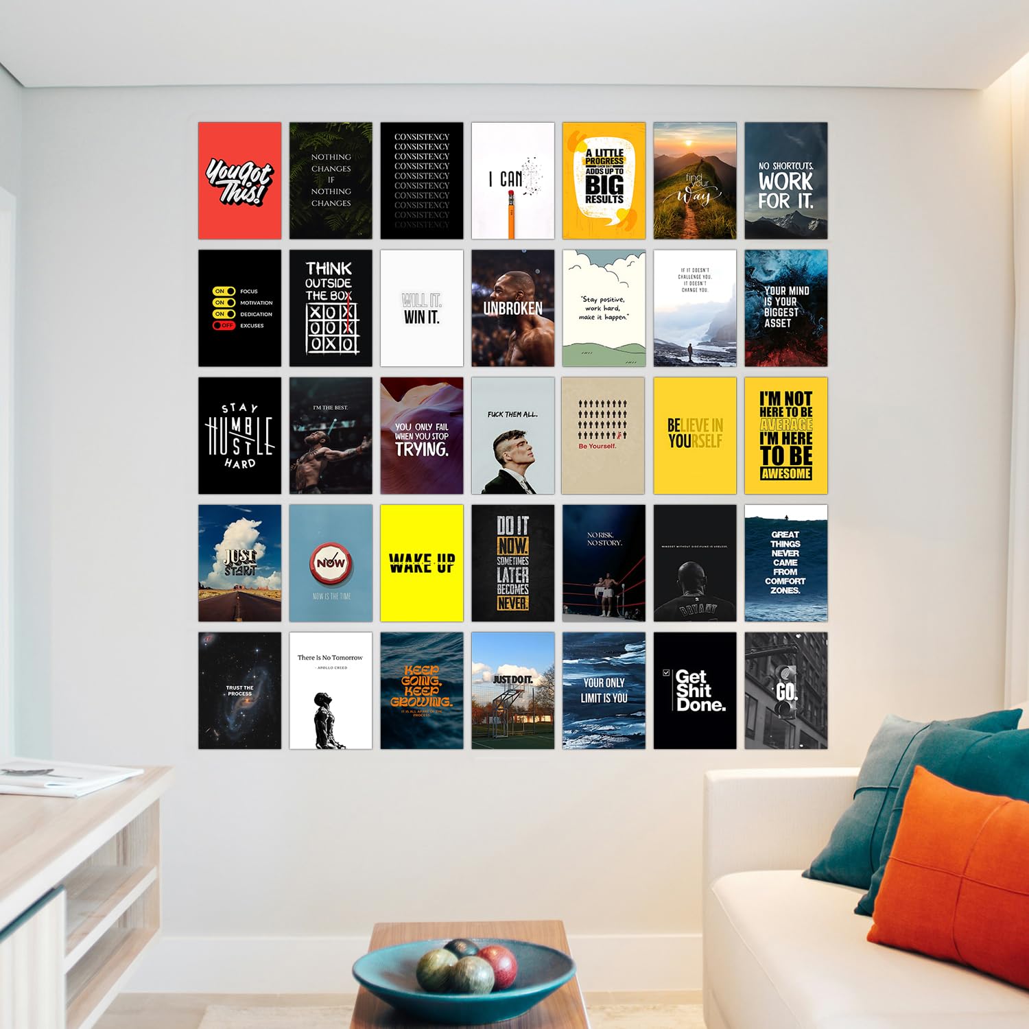 Wallgasm Motivational Posters Set - Set of 54, 4 x 6 Inches Posters | Hustle Posters | Trading Posters | Posters for Room, Livin
