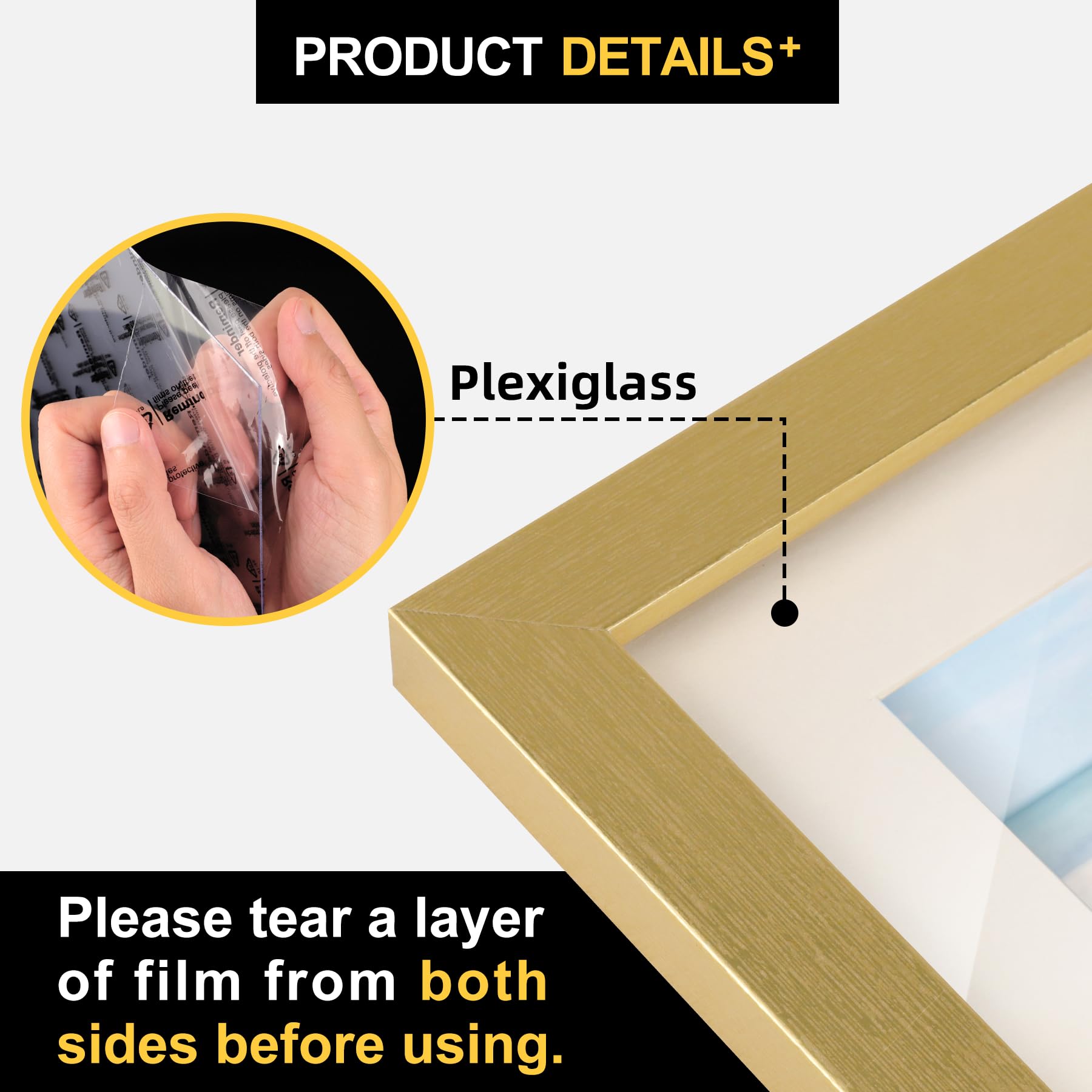 TOFOREVO Picture Frames 6x6 Set of 2 Distressed Gold Wood Grain Photo Frame for Gallery Wall Mounting or Tabletop Display