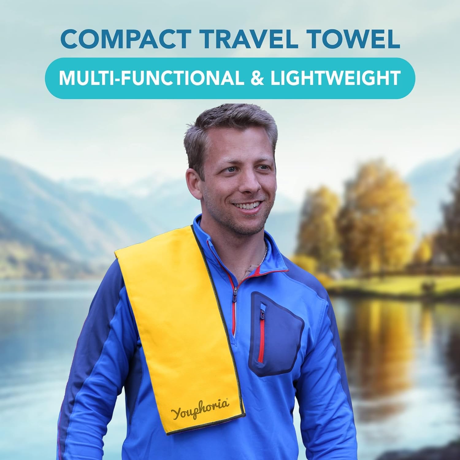 Youphoria Microfiber Travel Towel Fast Drying Lightweight - Quick Dry Towel For Camping, Beach, Backpacking, Hiking, & Sport Sun