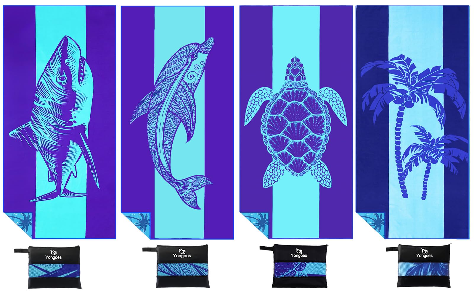 4 Pack Microfiber Lightweight Thin Beach Towel Sand Free Quick Dry Super Absorbent Large Towels For Swimming Pool Yoga Gym Trave