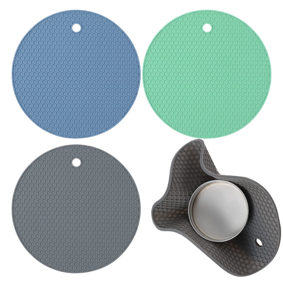 Luter 3Pcs Silicone Jar Opener Gripper Pad, 18Cm/7 Inch Jar Gripper Pad Multi-Purpose Round Honeycomb Jar Opener For Weak Hands