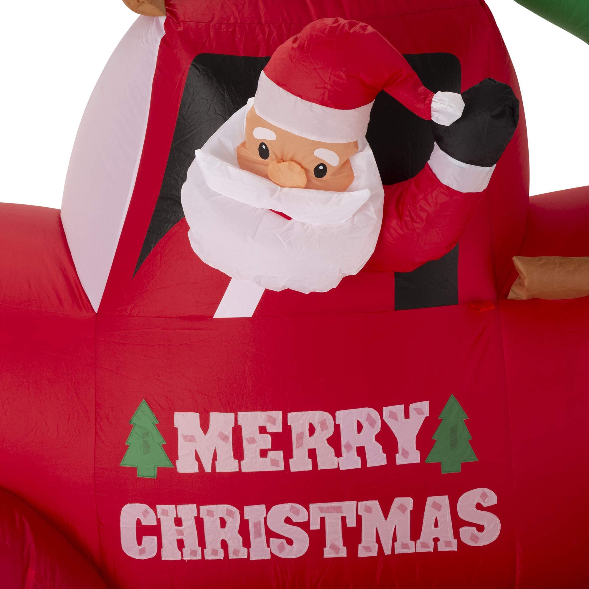 Christmas Inflatable Decoration 7 Feet Santa on Red Truck Built-in Lights Outdoor & Indoor Holiday Yard Decor Blow Up Festival D