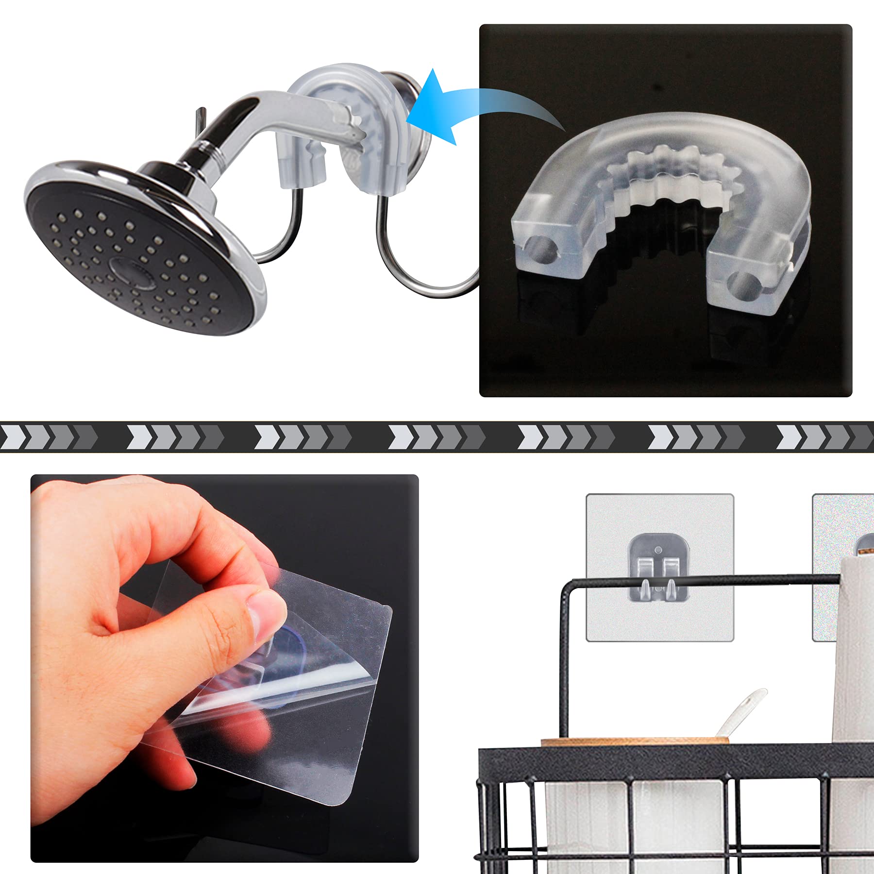 YeeBeny Bathroom Shower Caddy Connector with 2pcs Adhesive Sticker  Simple Household Items  Hook Mount for Shower Caddy Basket Bathroom Shelf Compatible with Zenna Home  GeekDigg  Decobros