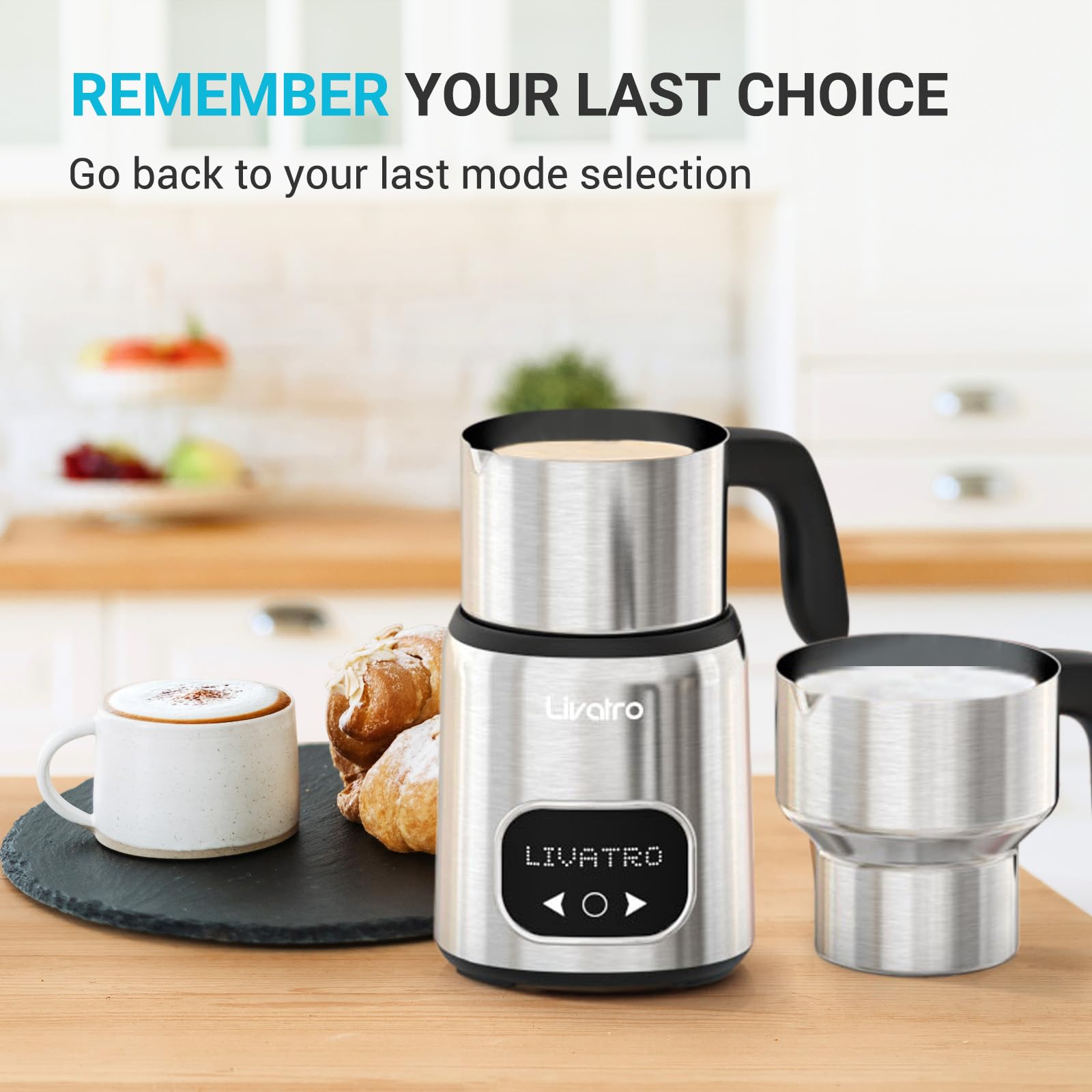 14-In-1 Electric Milk Frother And Steamer, Dual Cup Sizes (20.3Oz & 13.5Oz) Stainless Steel Automatic Milk Warmer With Memory Fu
