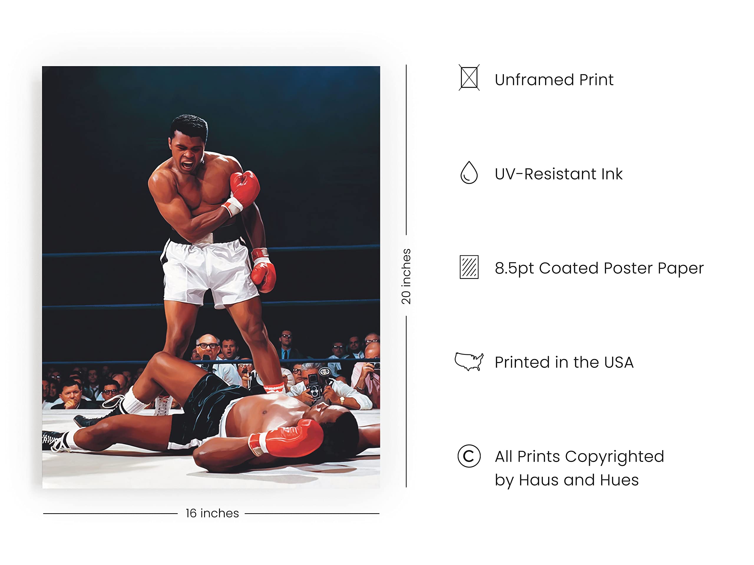 Haus And Hues Muhammad Ali Posters - Muhammad Ali Wall Art For Men, Motivational Wall Decor, Ring Boxing Posters, Motivational P